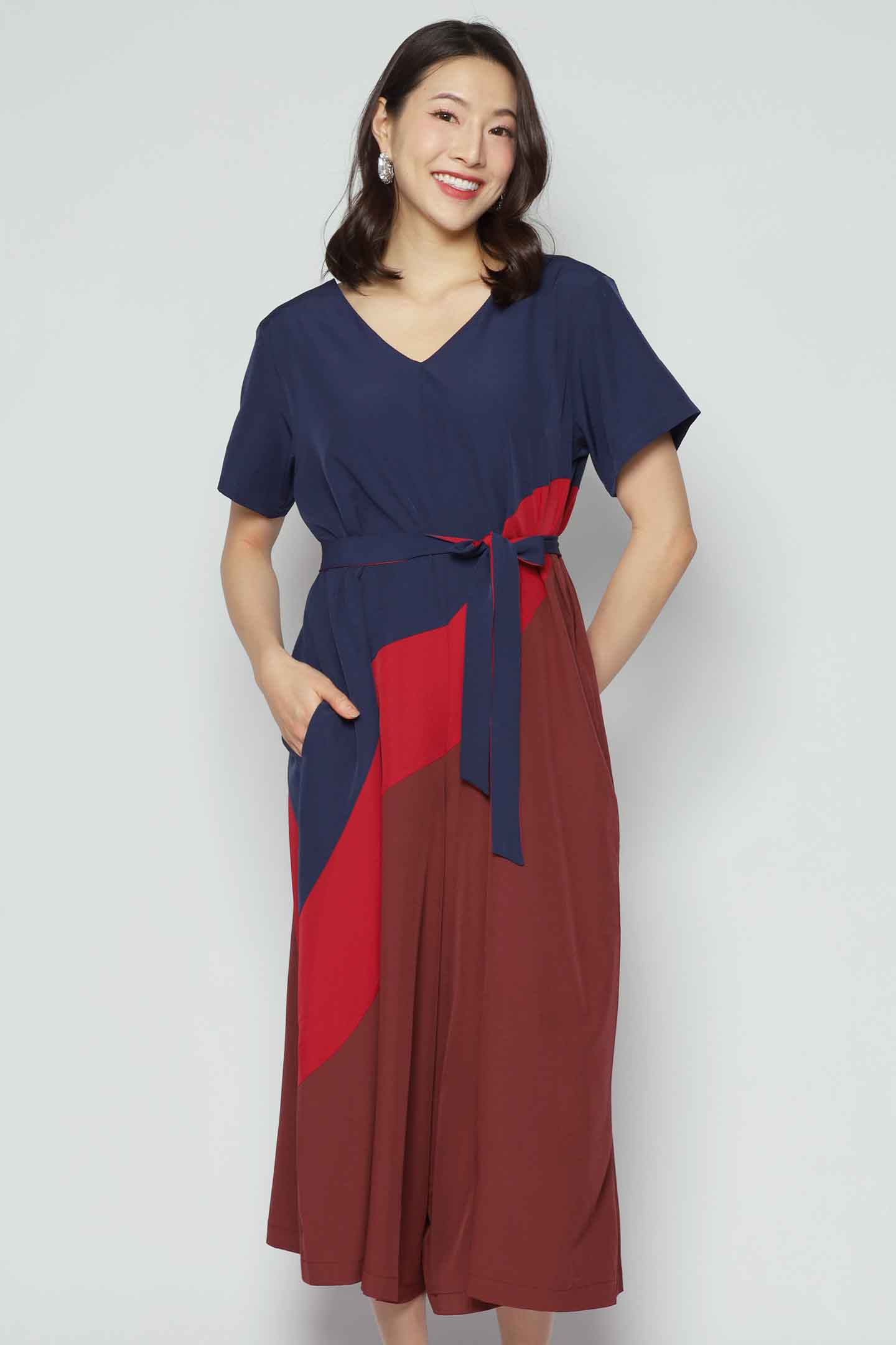 Shirokuro Jumpsuit in Navy Maroon