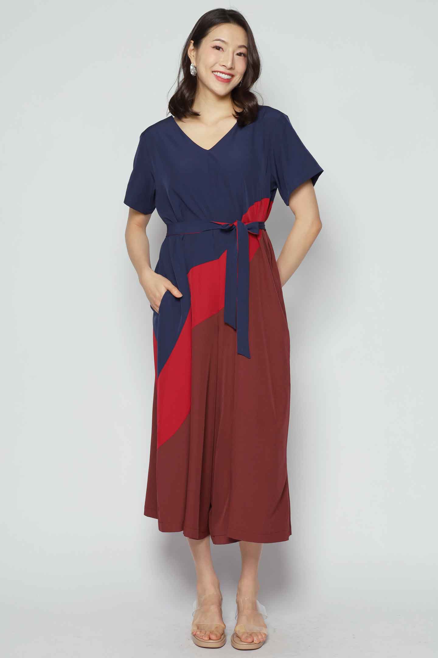 Shirokuro Jumpsuit in Navy Maroon