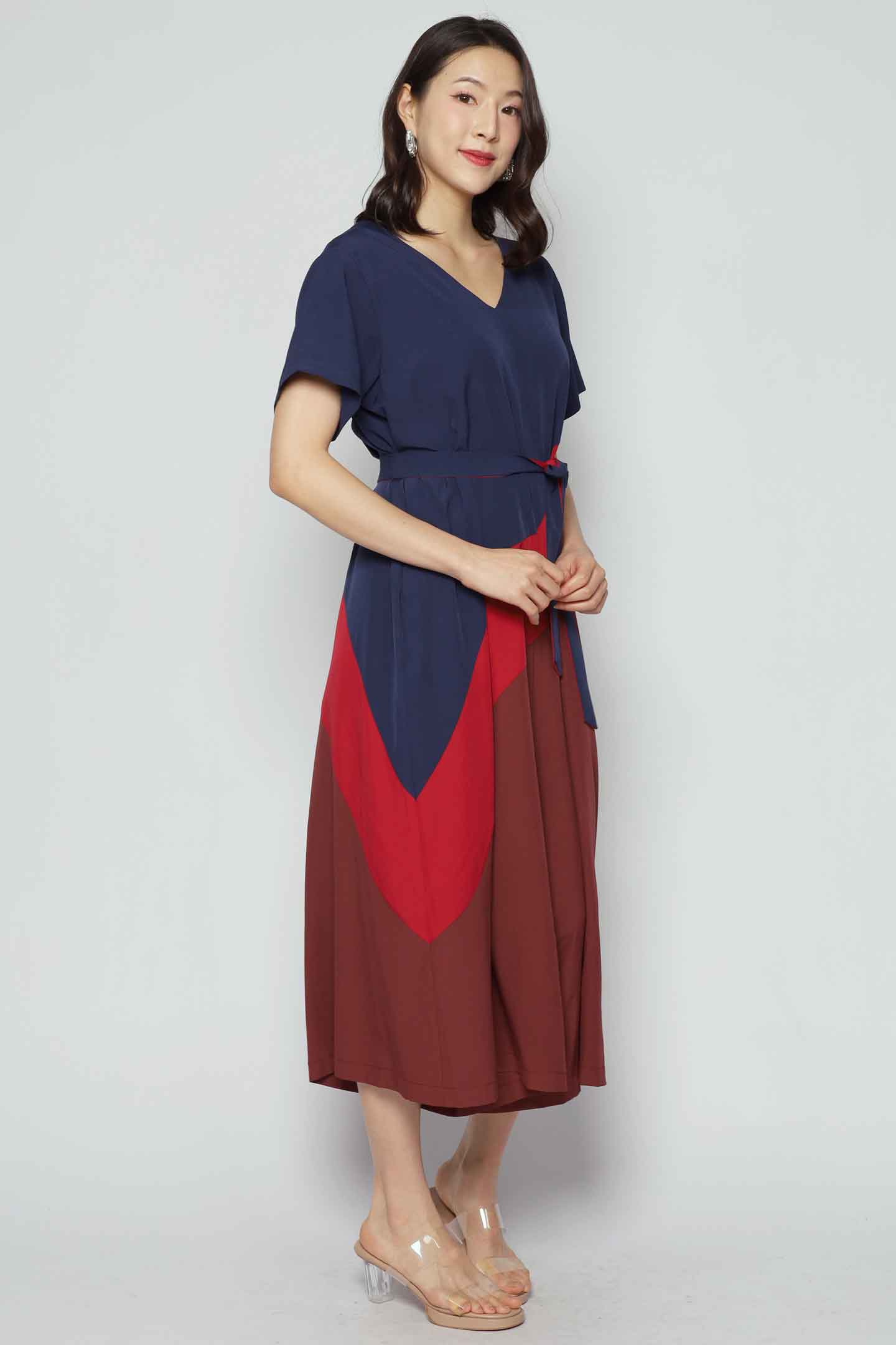 Shirokuro Jumpsuit in Navy Maroon
