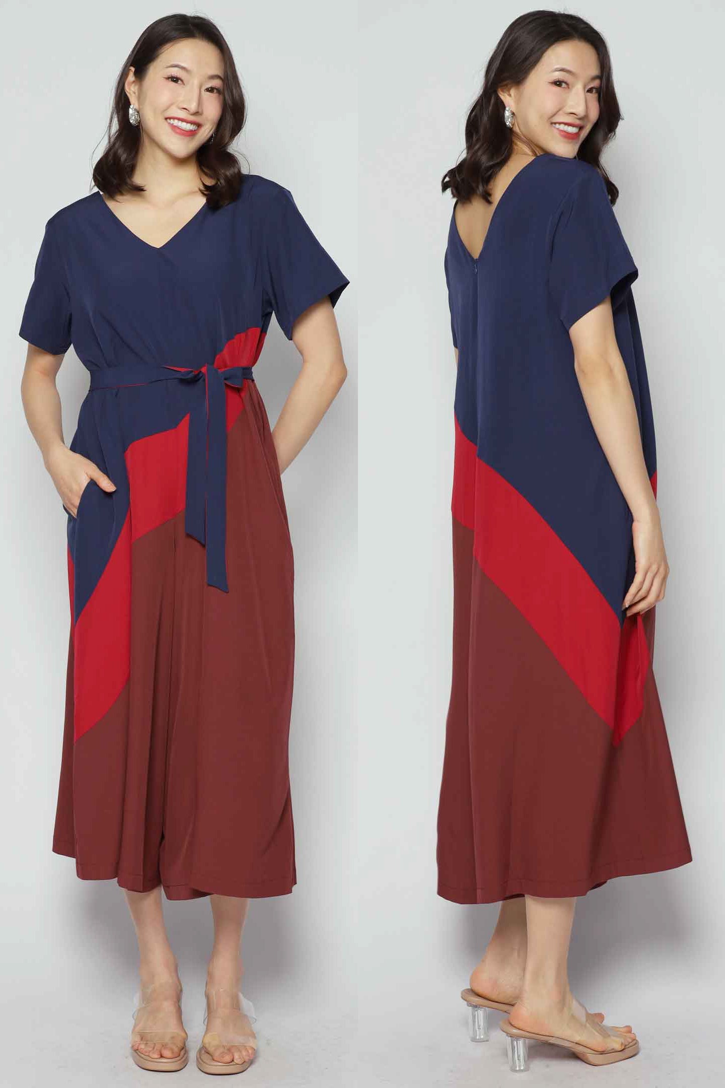 Shirokuro Jumpsuit in Navy Maroon