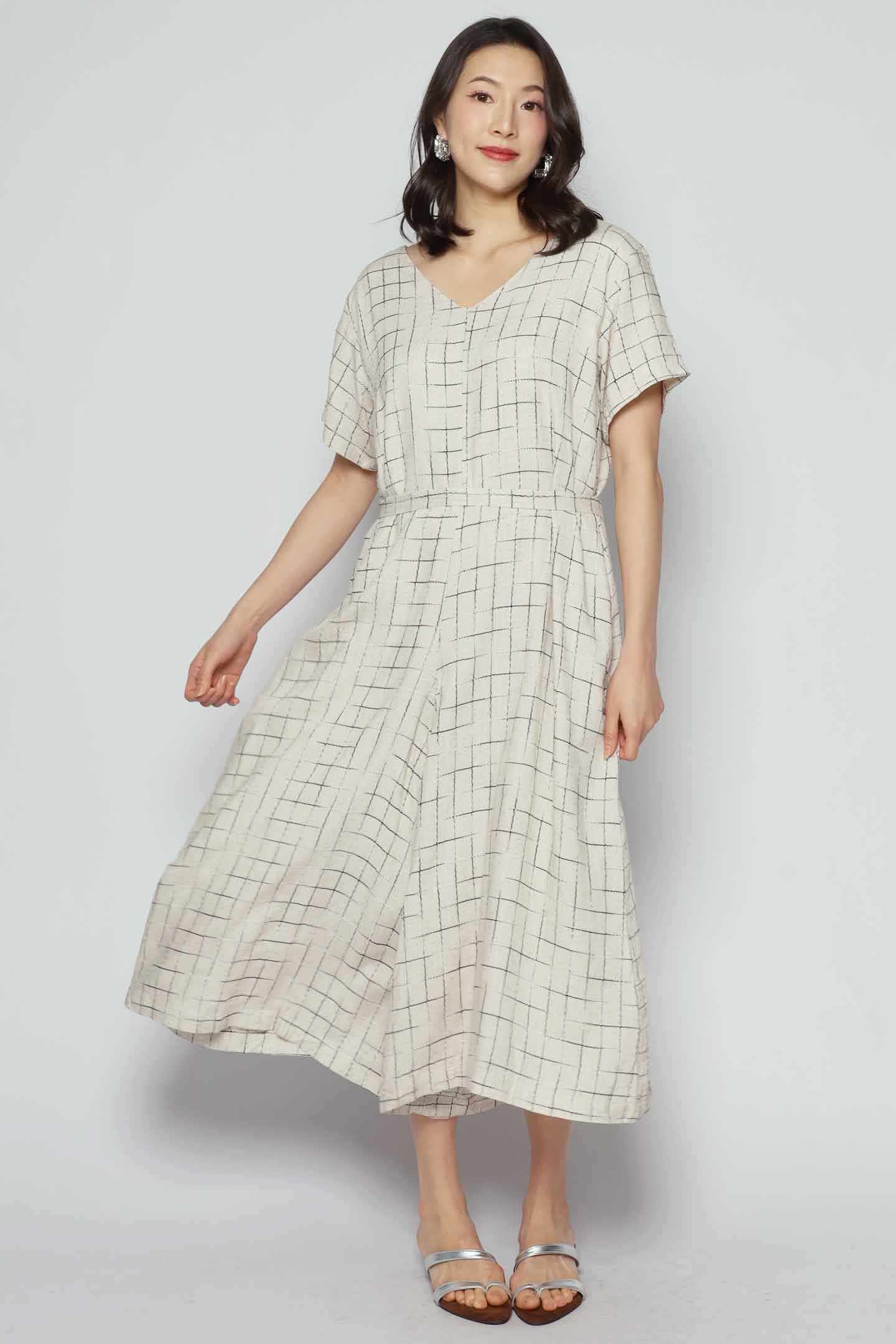 Shirokuro Jumpsuit in Linen Check