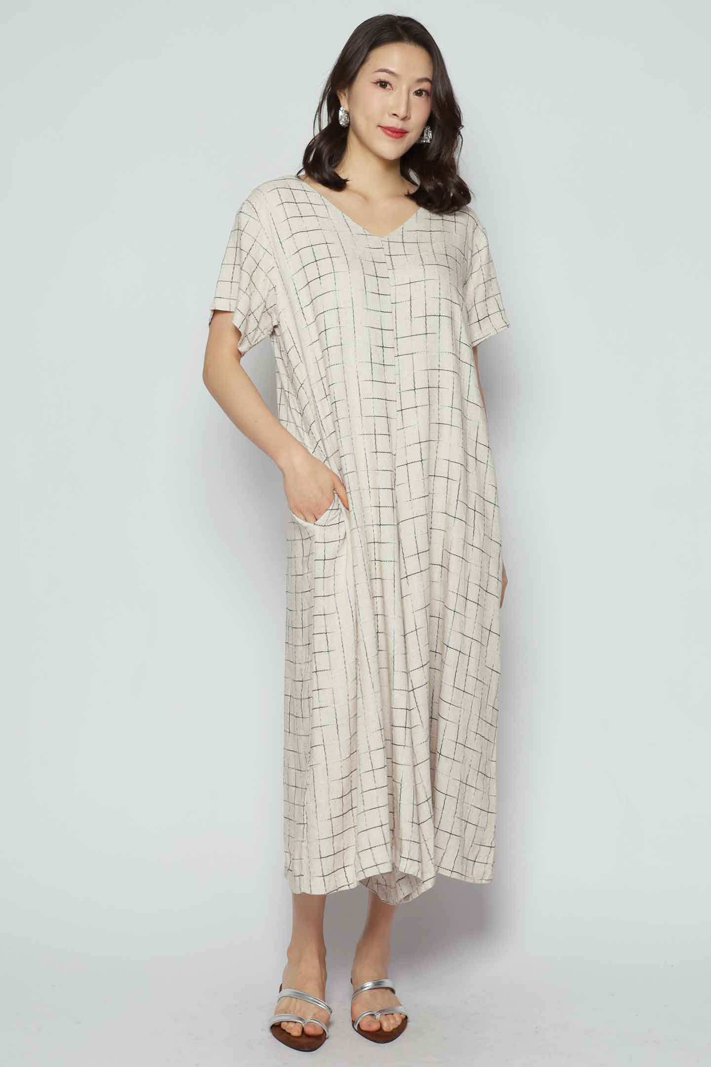 Shirokuro Jumpsuit in Linen Check