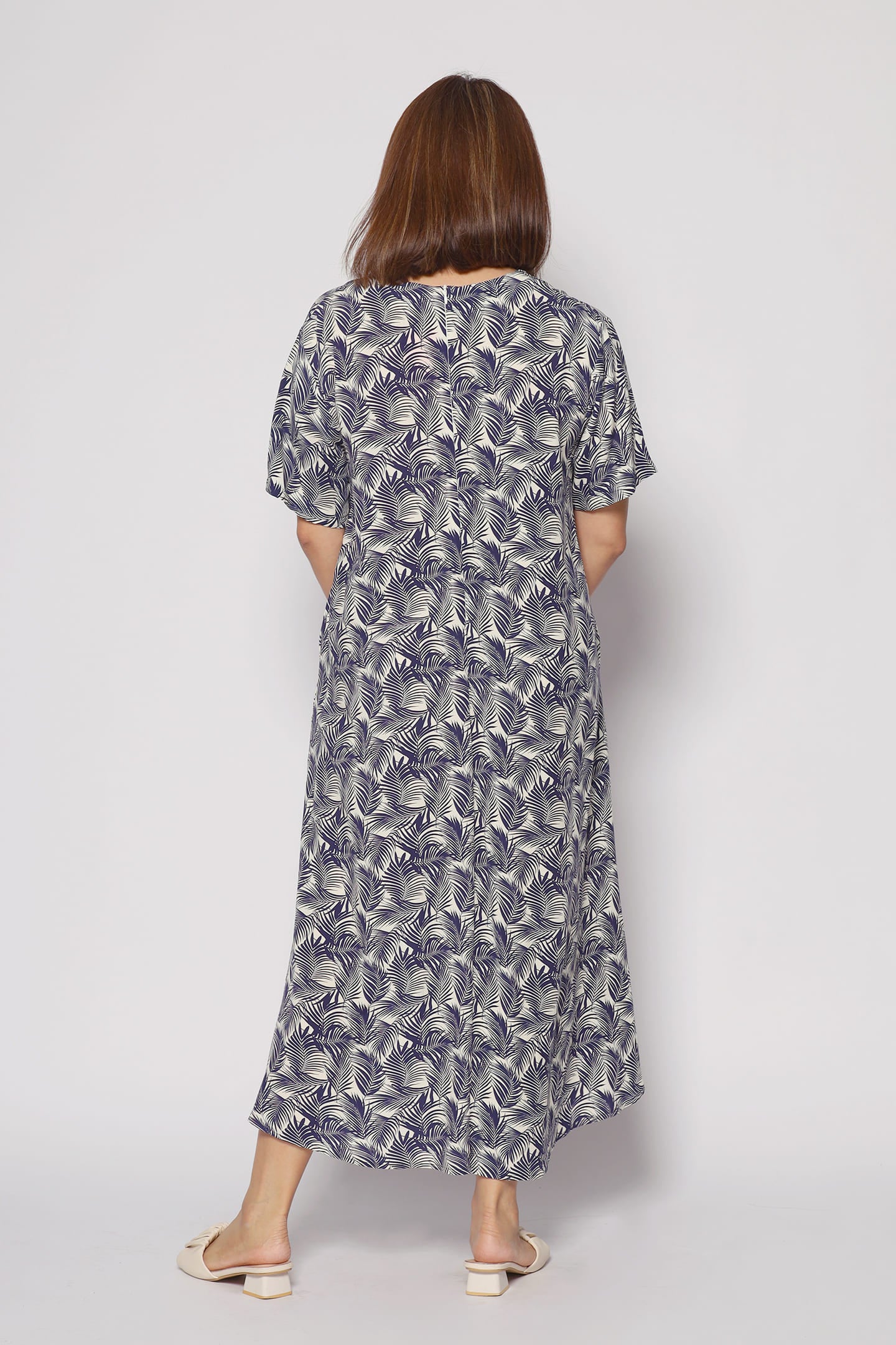 Shiso Dress in Navy Foliage