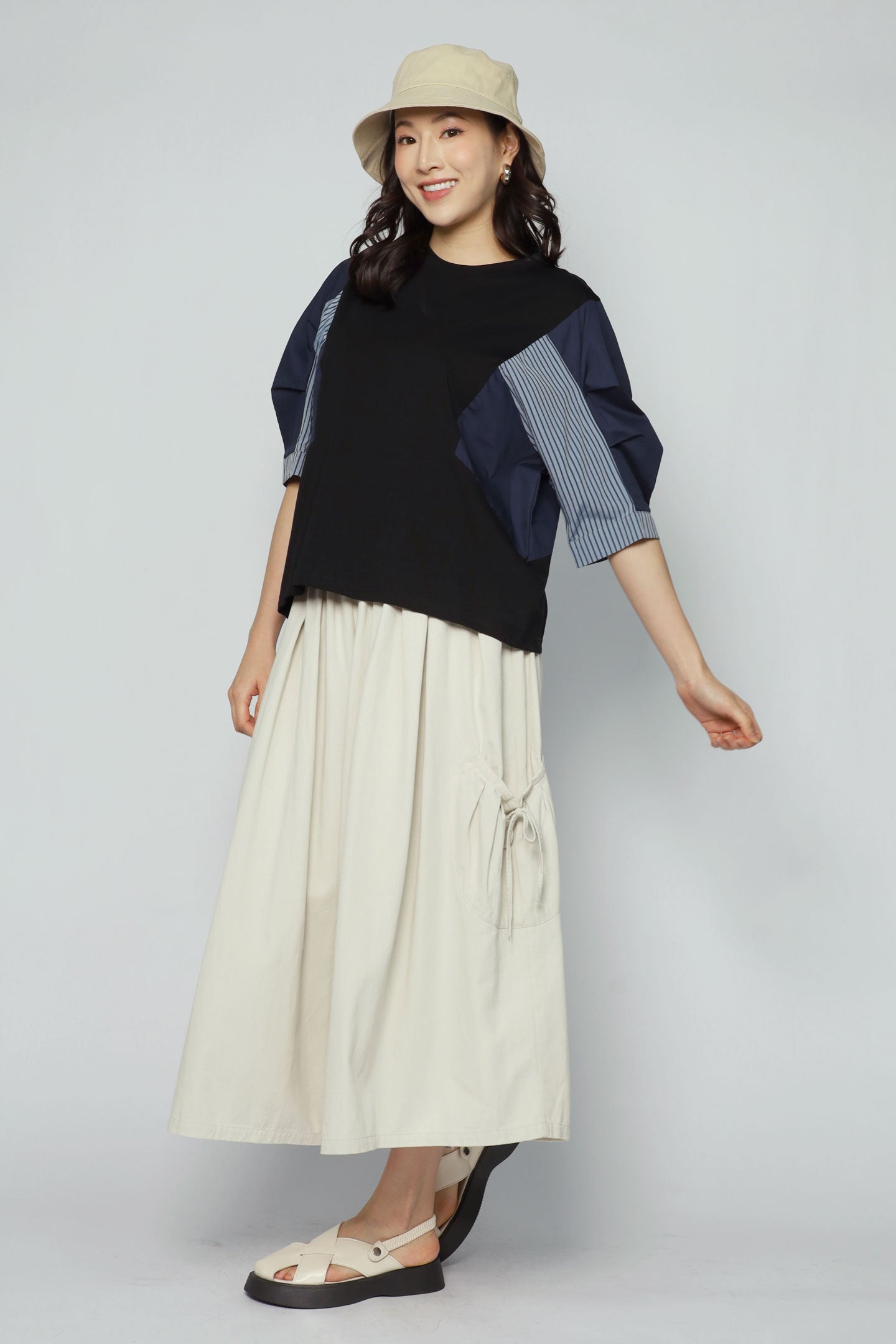 Siwei Colourblock Top in Black