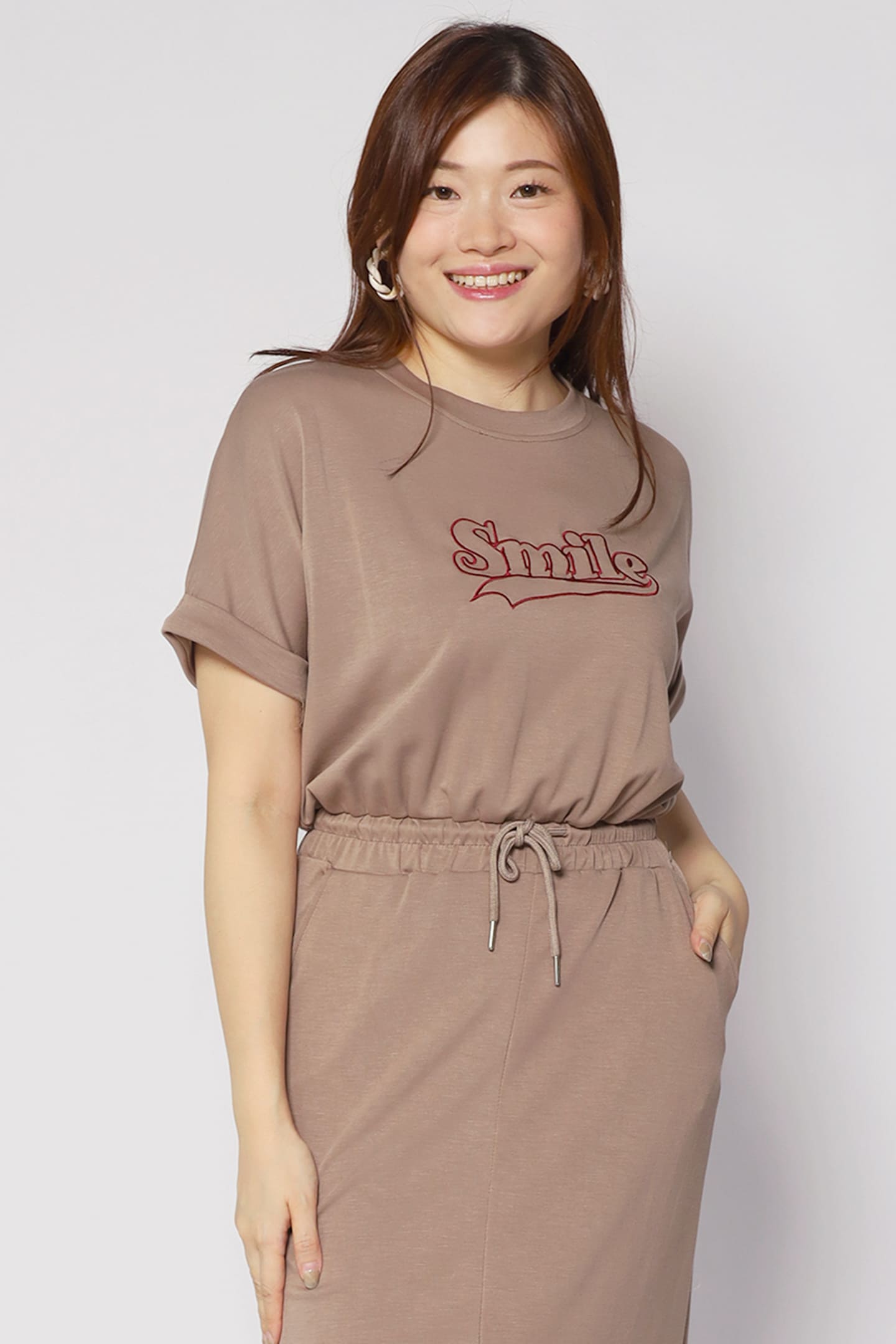 Backorders Smiling at You Dress in Khaki Brown