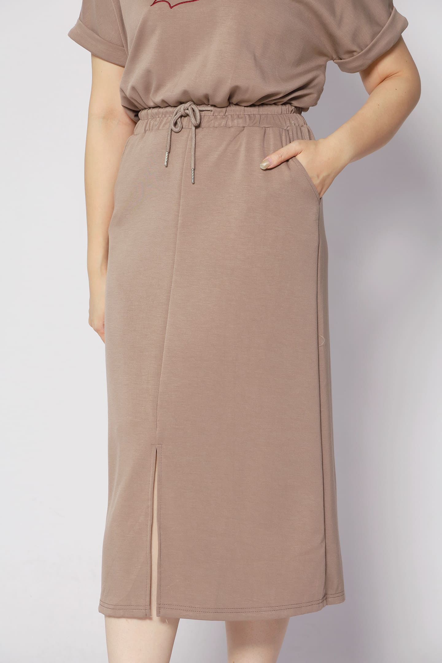 Backorders Smiling at You Dress in Khaki Brown