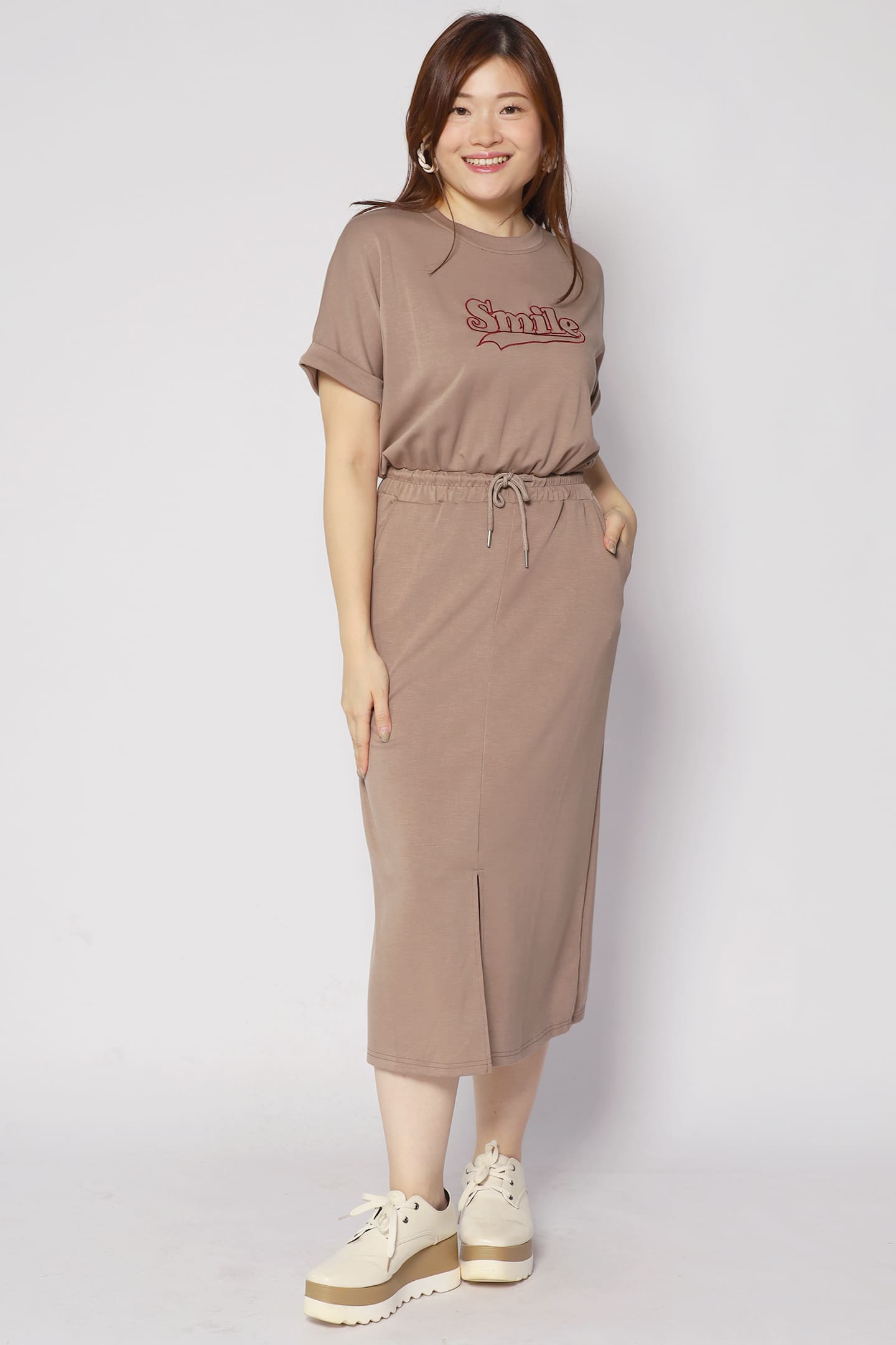 Backorders Smiling at You Dress in Khaki Brown