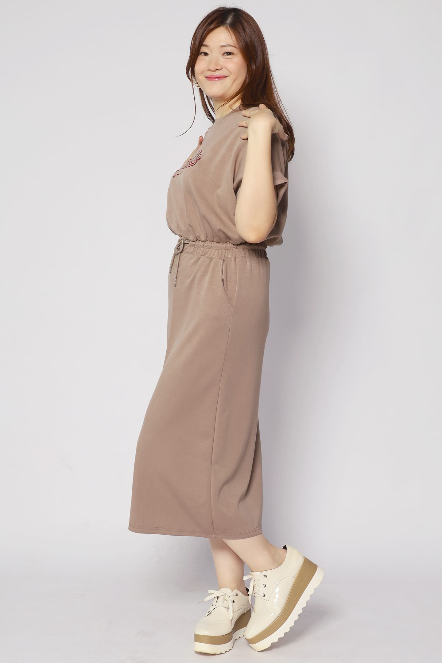 Backorders Smiling at You Dress in Khaki Brown