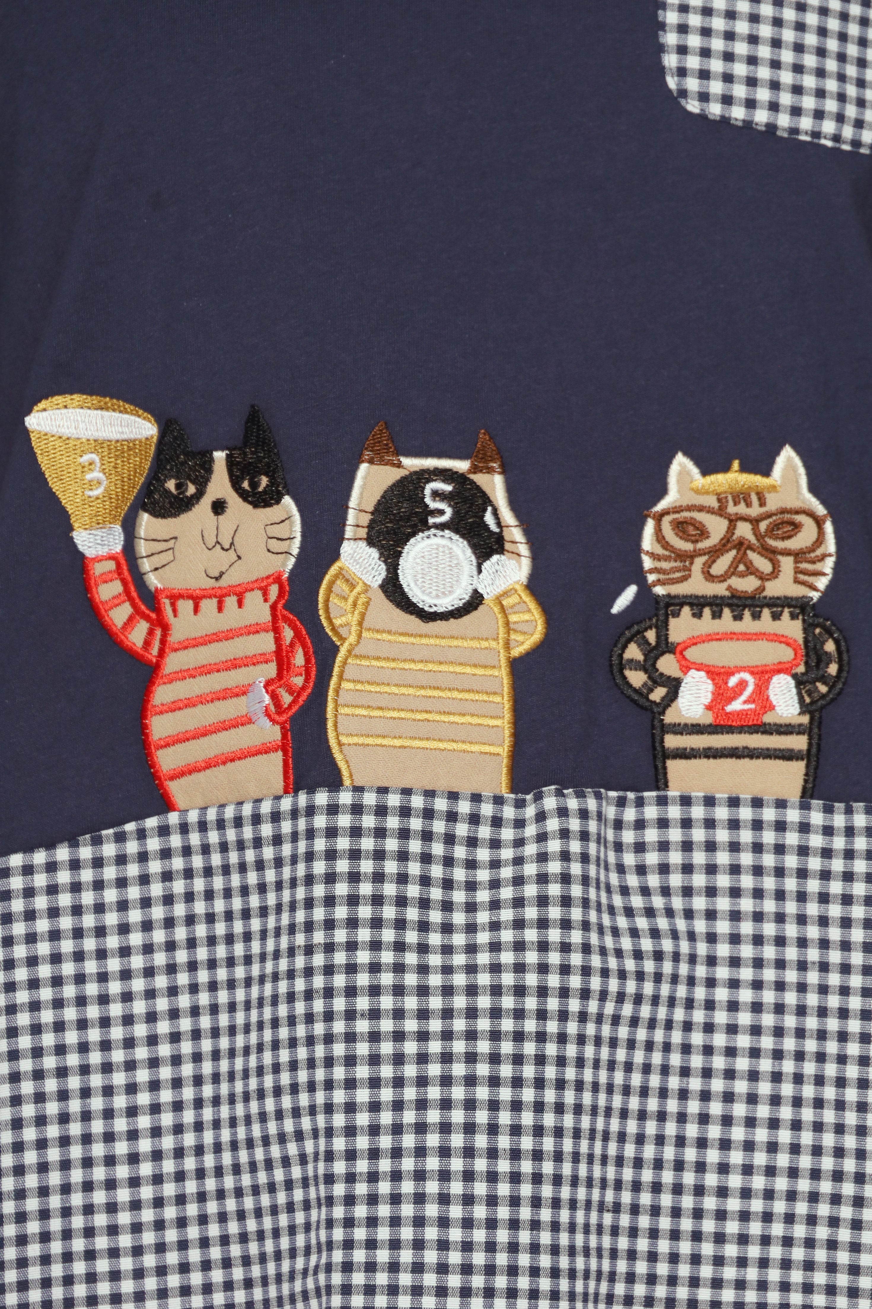 Sneaky Cat Checkered Top