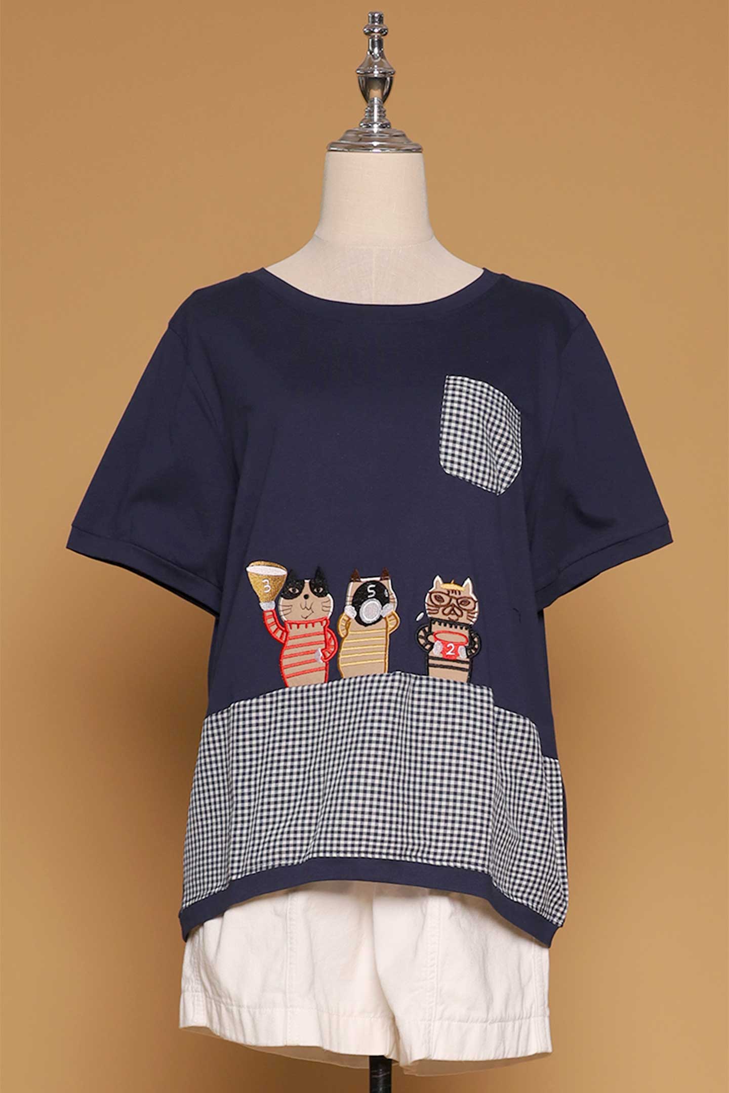 PO - Sneaky Cat Checkered Top