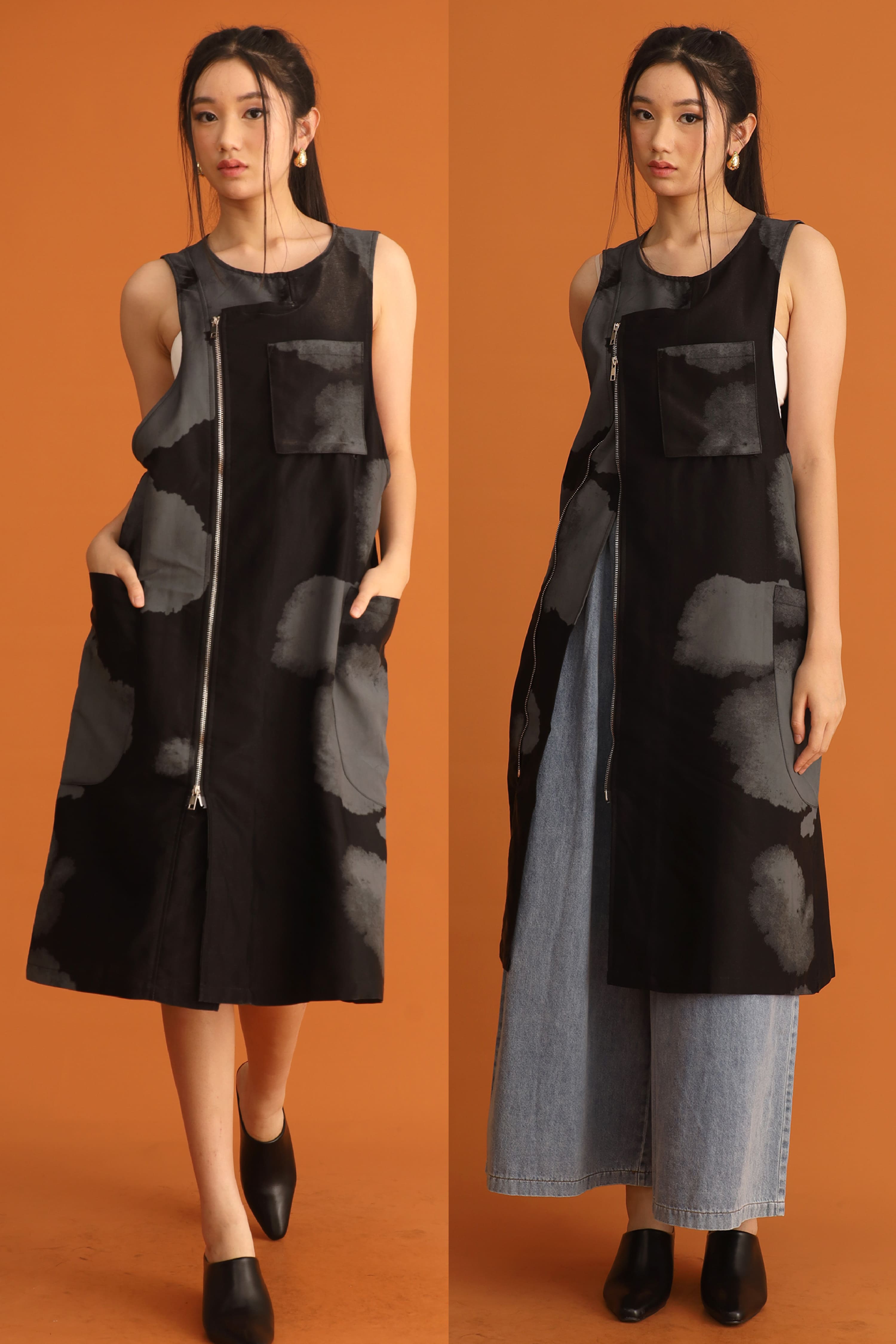 CHOSEN - Song Shimmer Zipper Longline Top / Dress