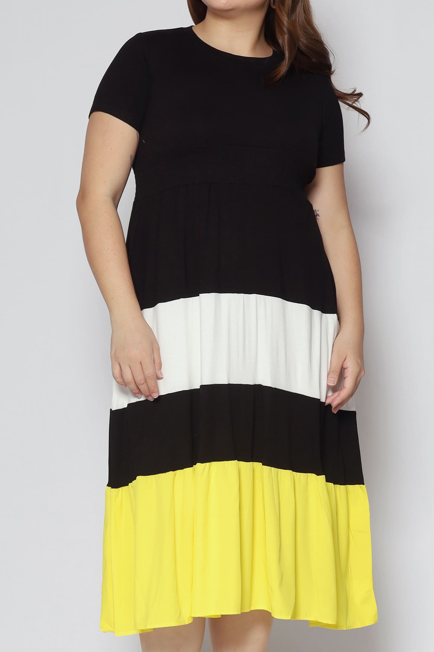 Sophia Colourblock Dress in Yellow