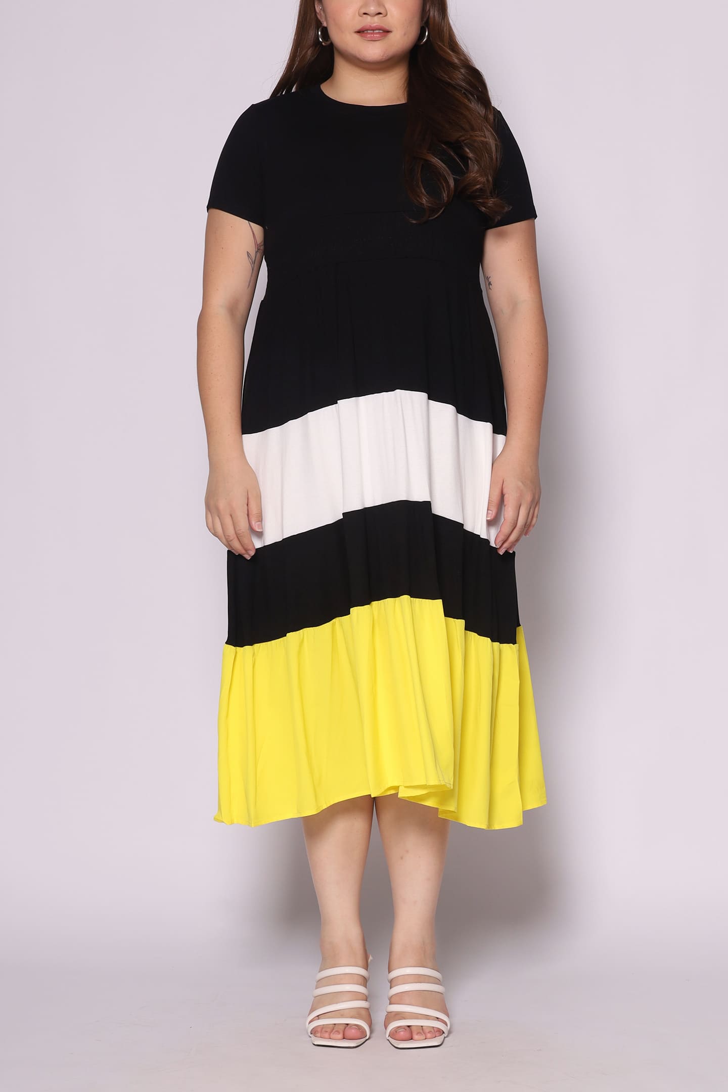 Sophia Colourblock Dress in Yellow