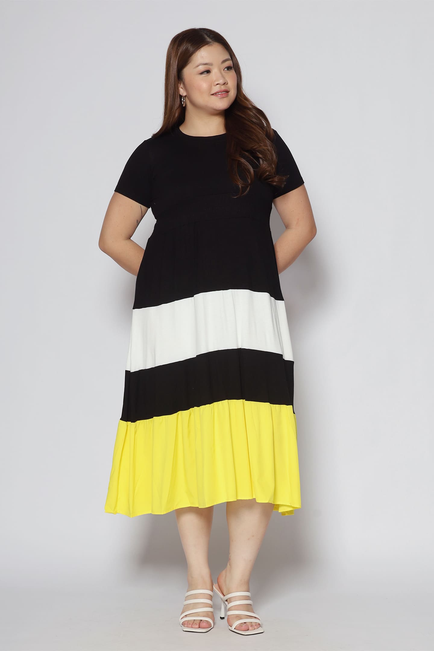 Sophia Colourblock Dress in Yellow