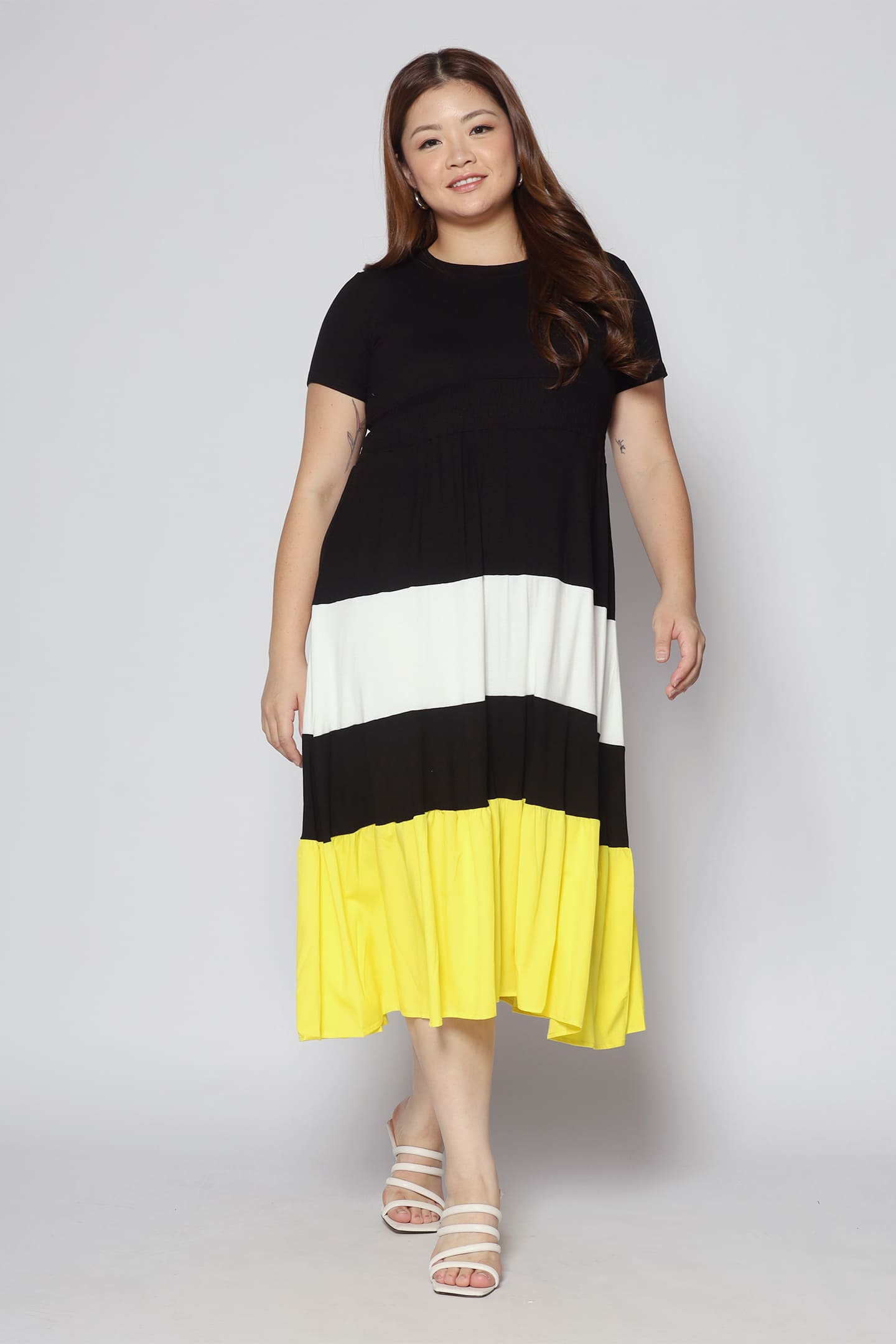 Sophia Colourblock Dress in Yellow