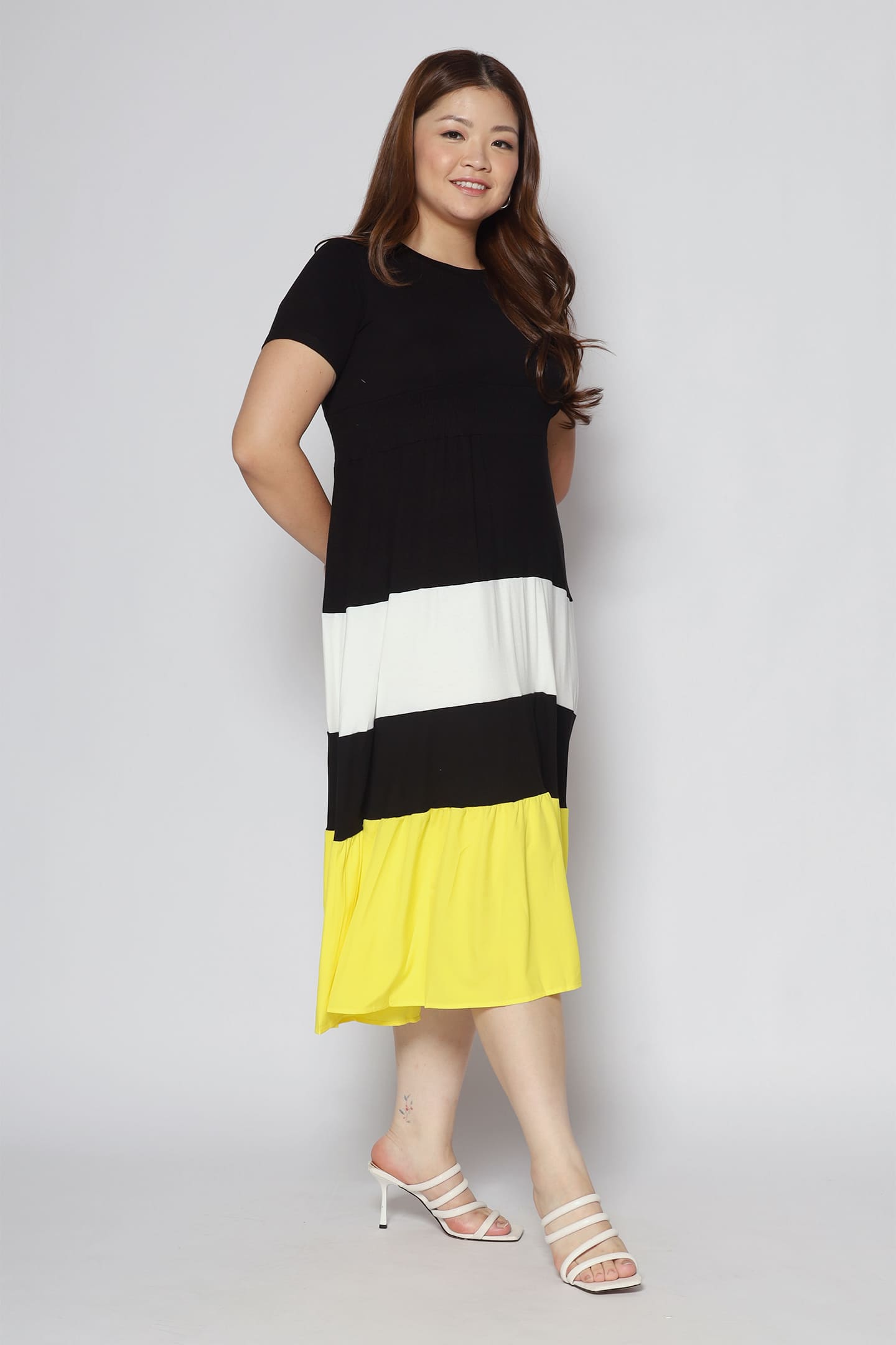 Sophia Colourblock Dress in Yellow