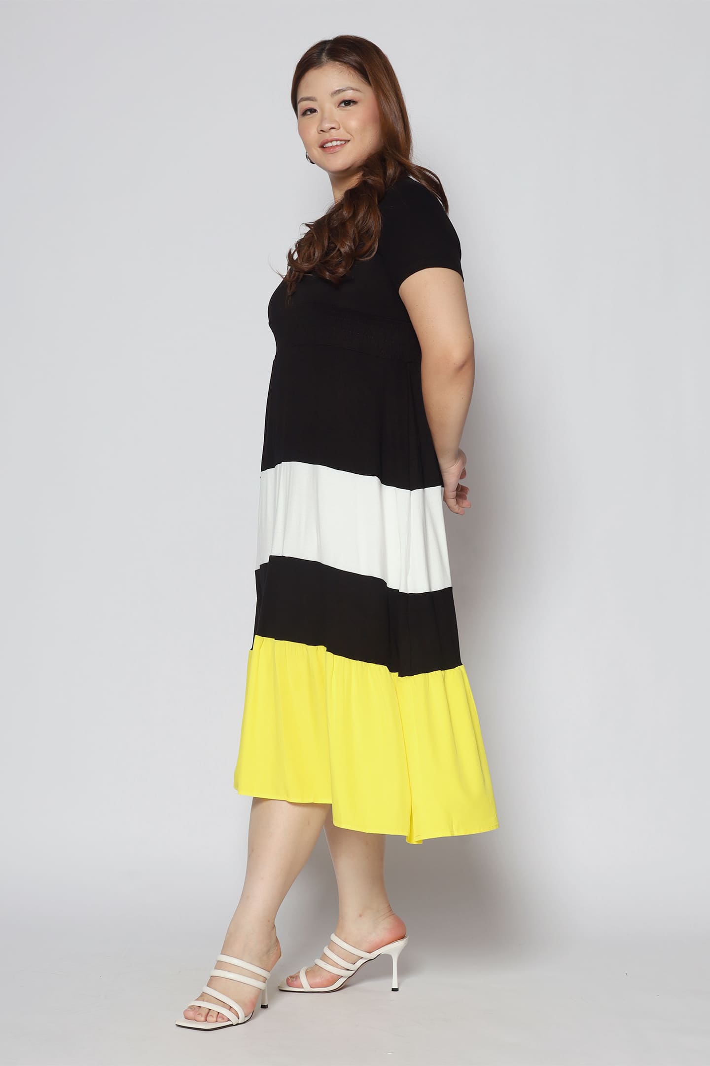 Sophia Colourblock Dress in Yellow