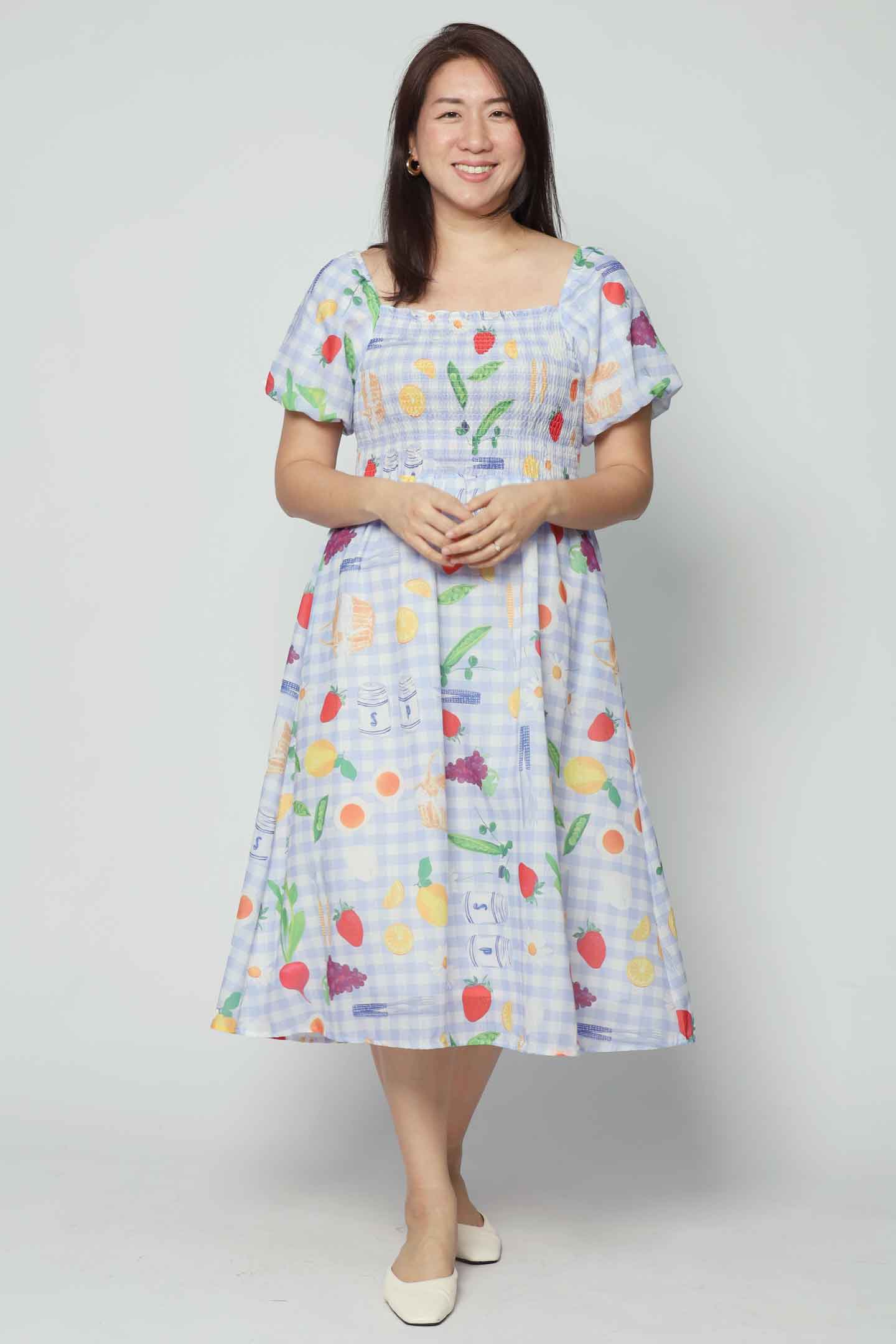 Sora Dress in Citrus Picnic