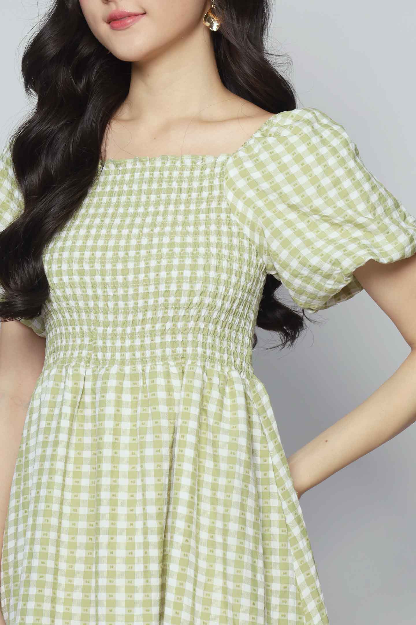 Sora Dress in Green Checkmate