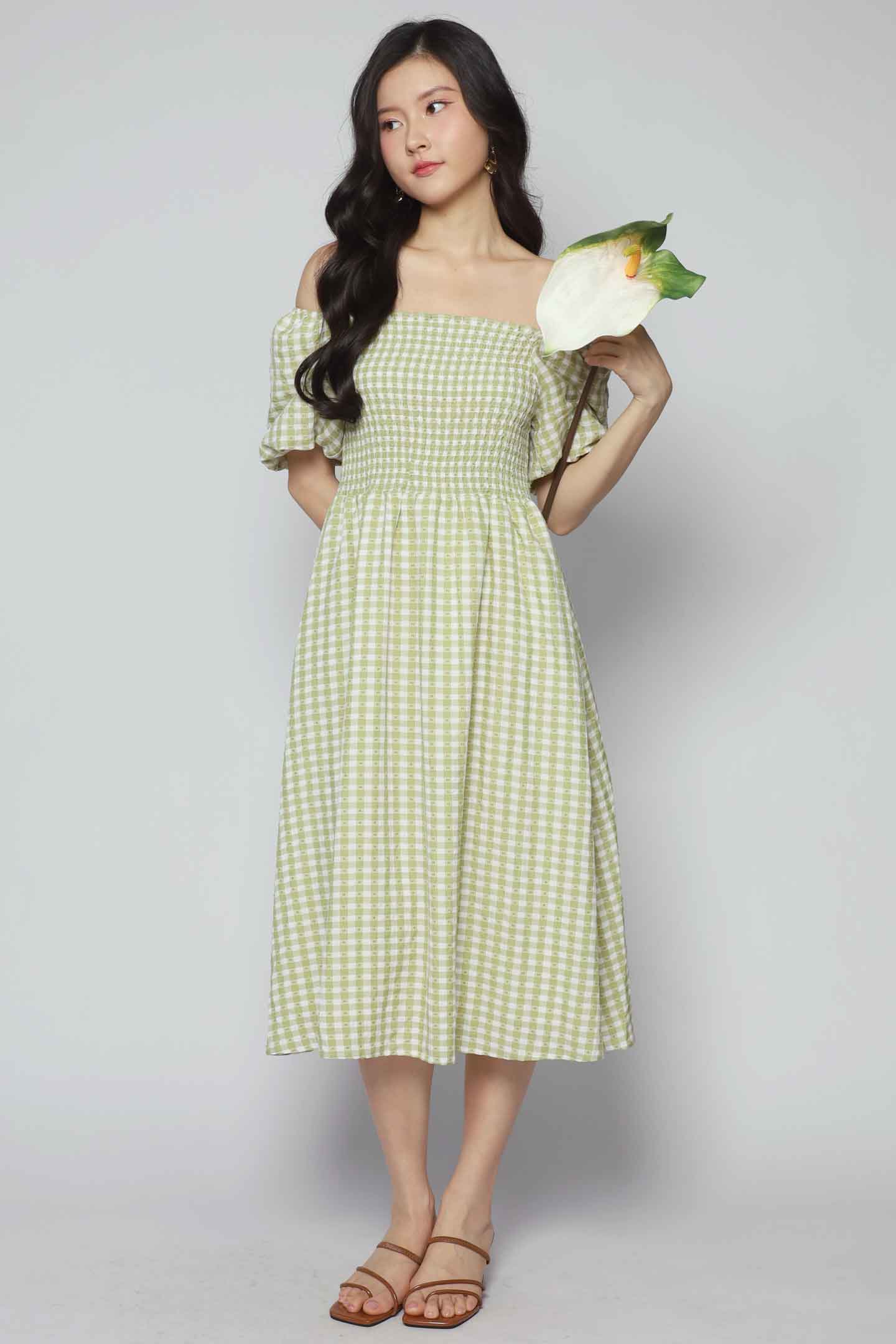 Sora Dress in Green Checkmate