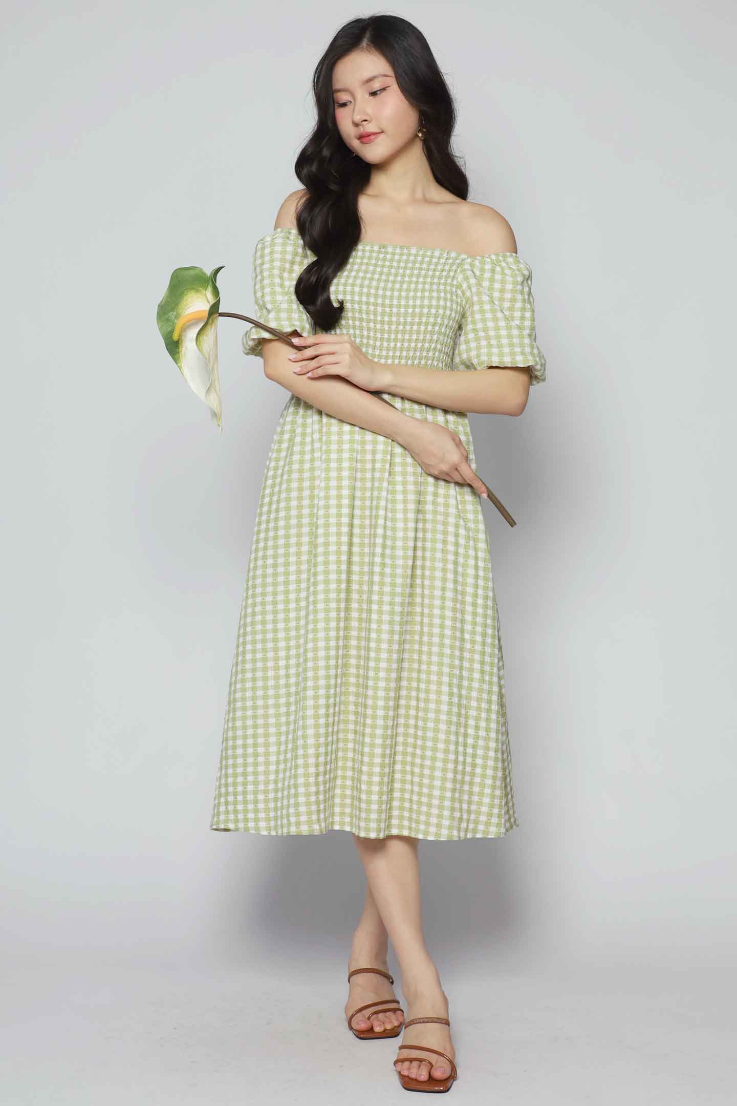 Sora Dress in Green Checkmate