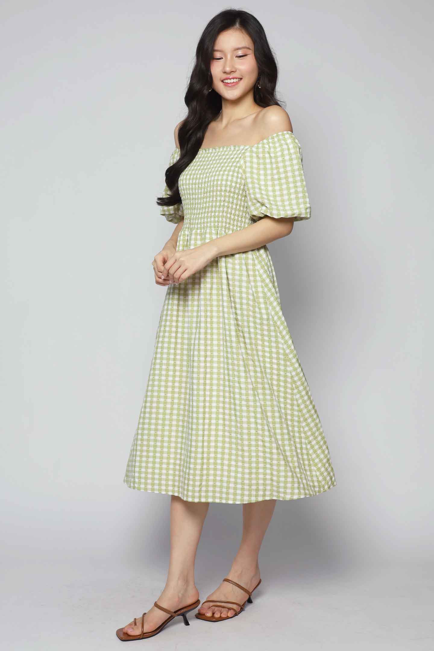 Sora Dress in Green Checkmate