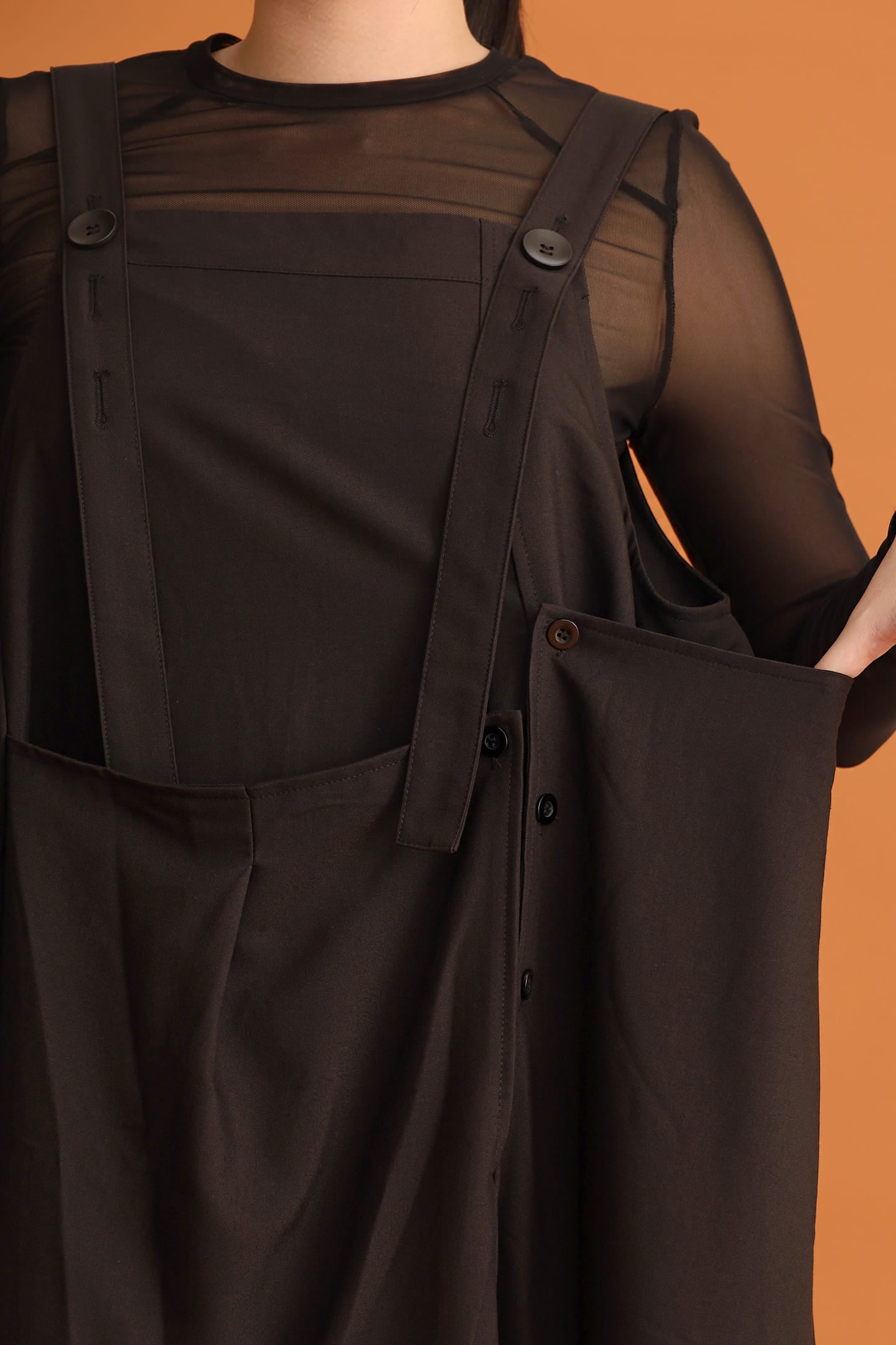 CHOSEN - Sunmi Pinafore Dress in Black