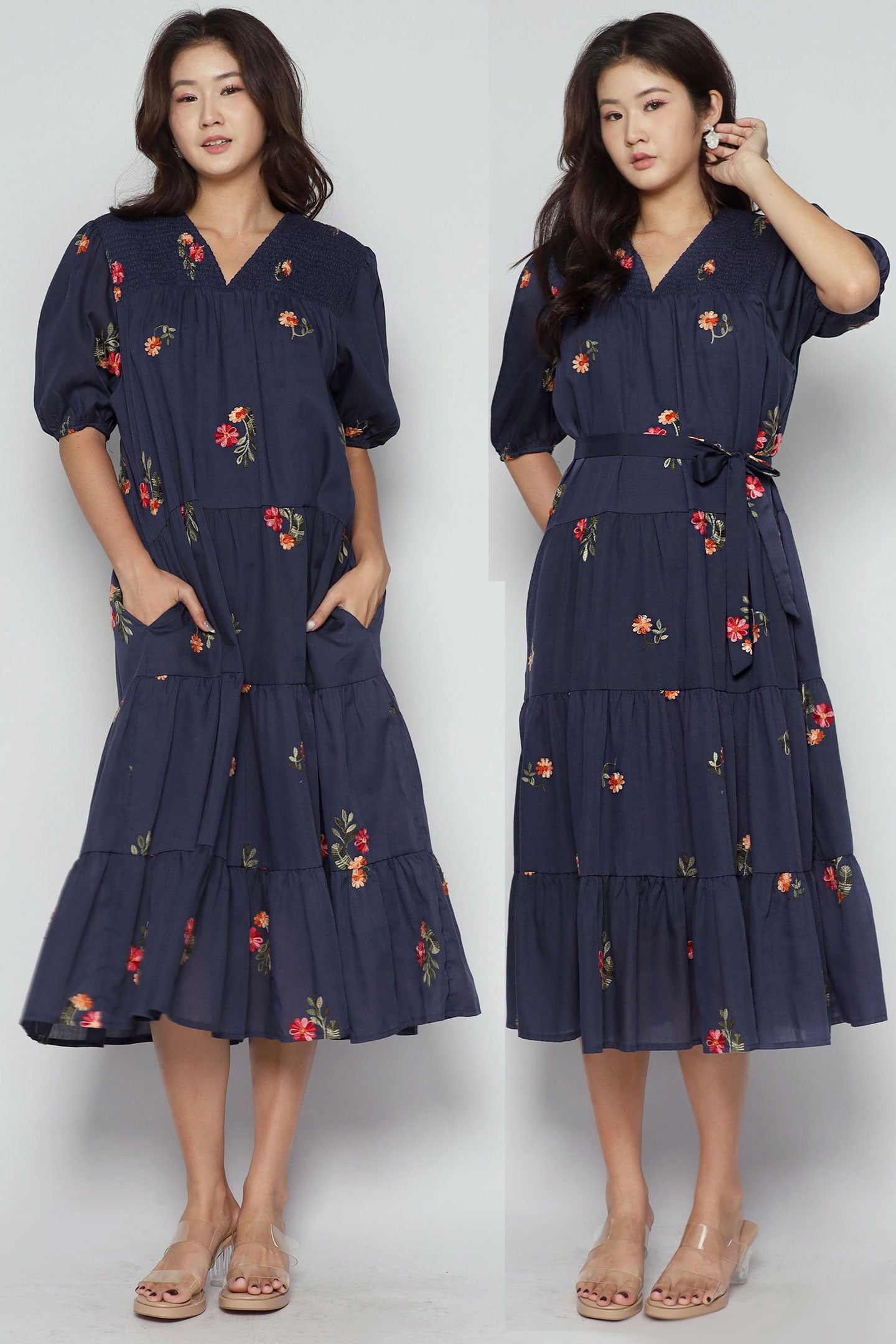 Backorders Sydney Dress in Blue Petal Embroidery