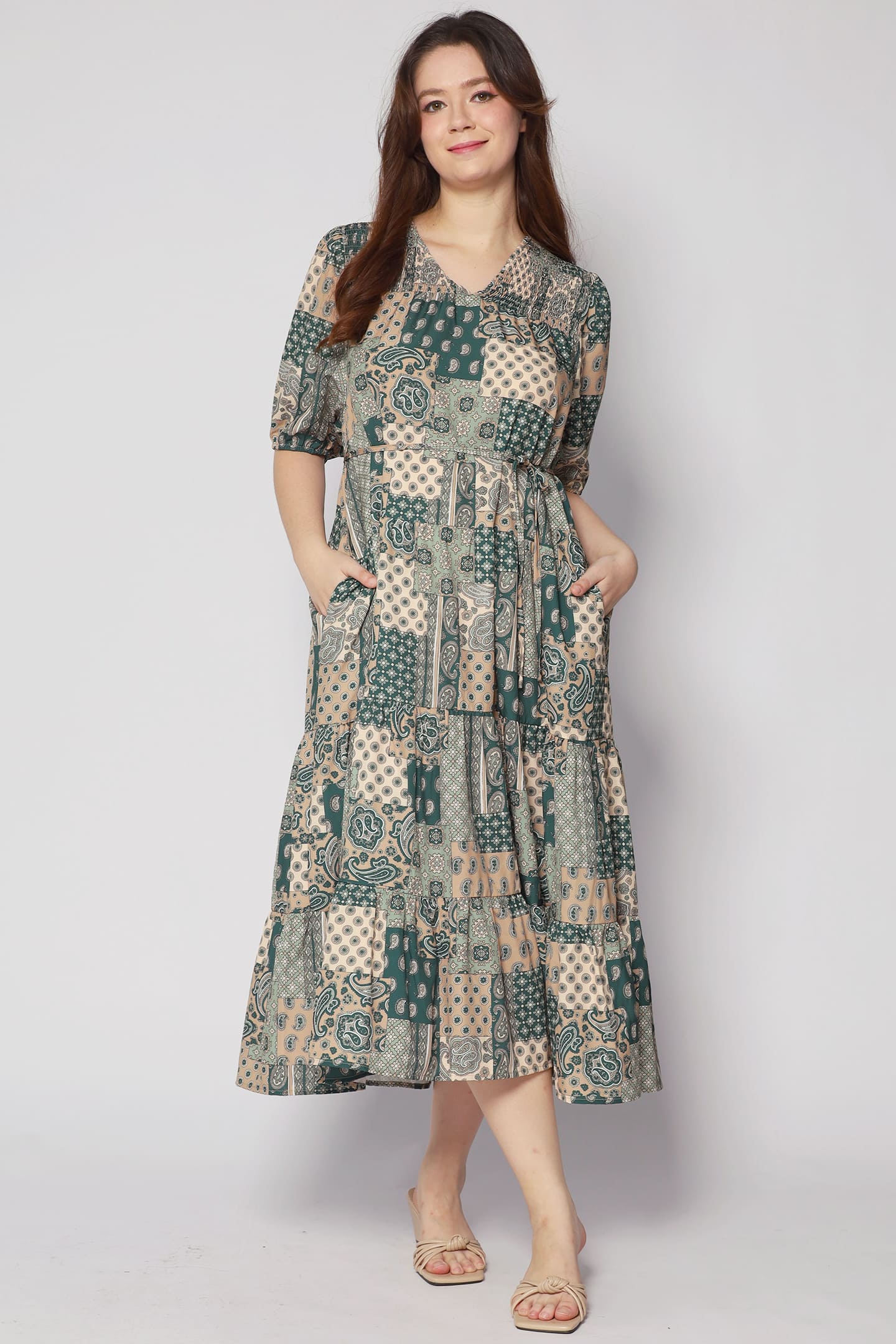 Sydney Dress in Green Paisley