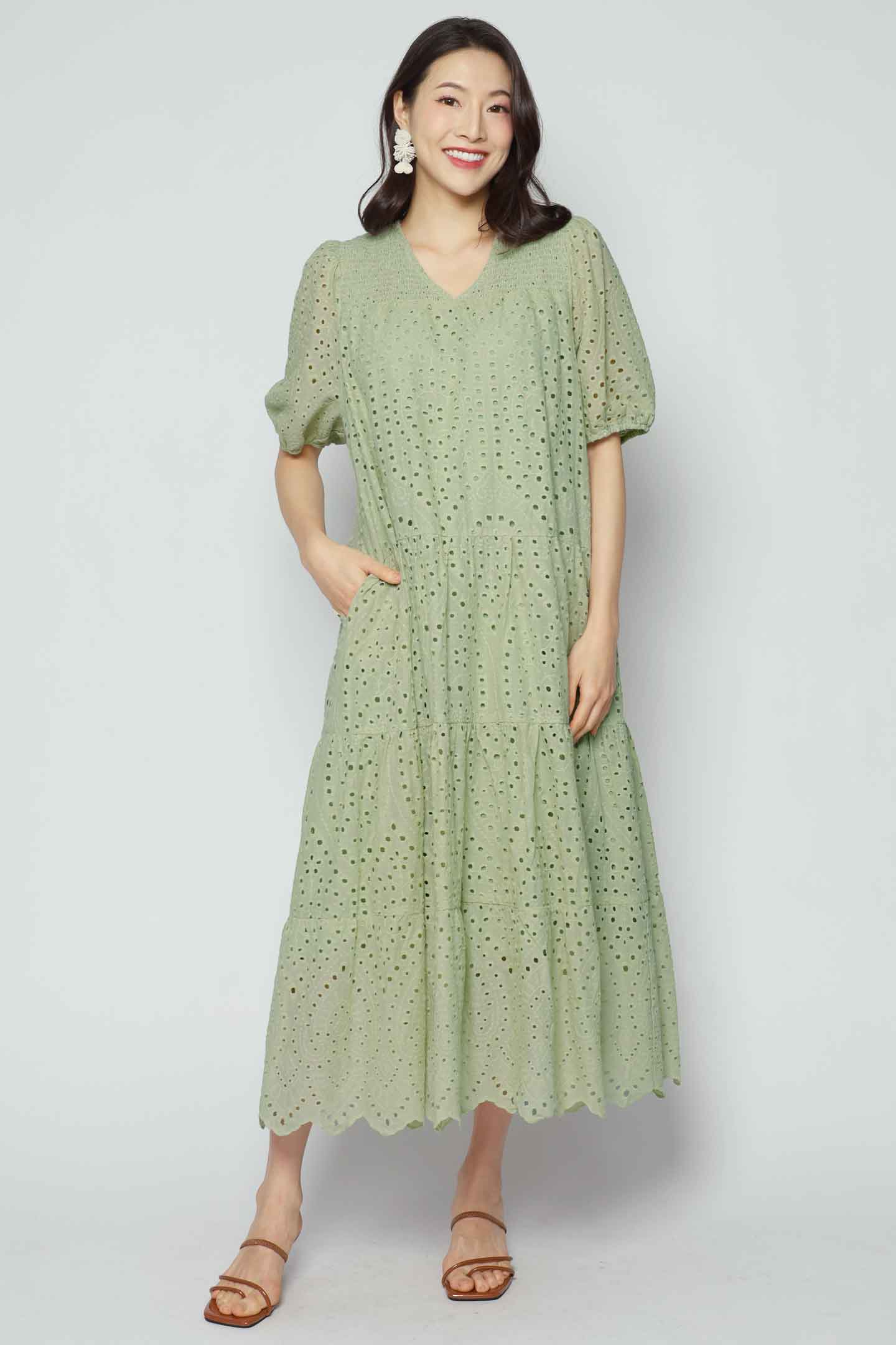 Sydney Dress in Mint Green Crochet