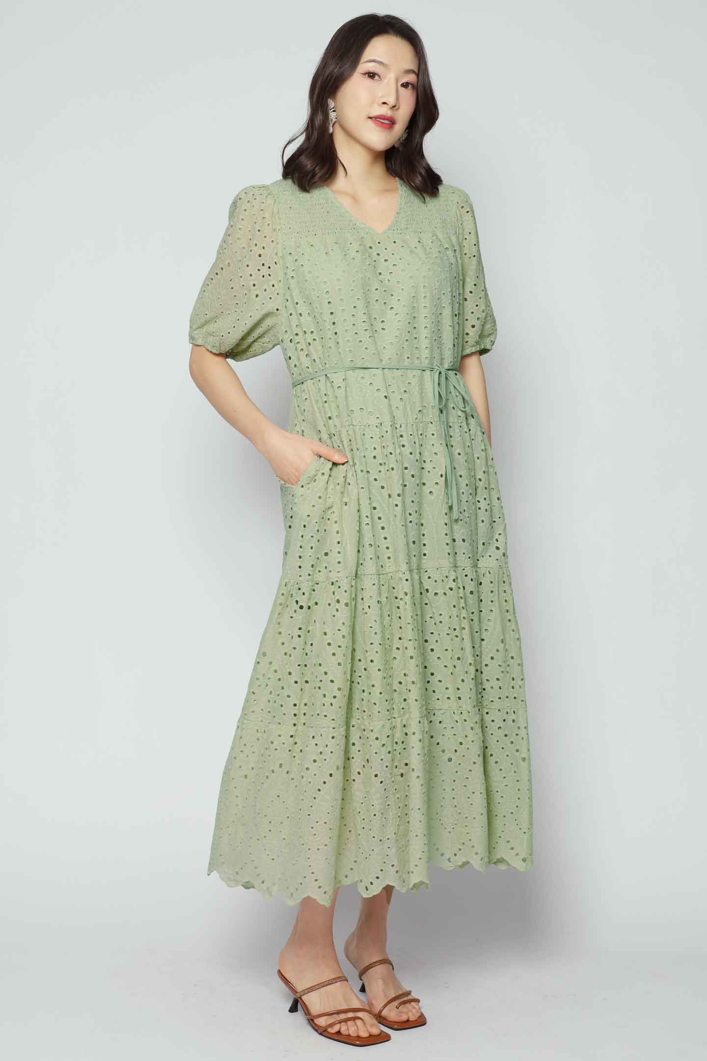 Sydney Dress in Mint Green Crochet