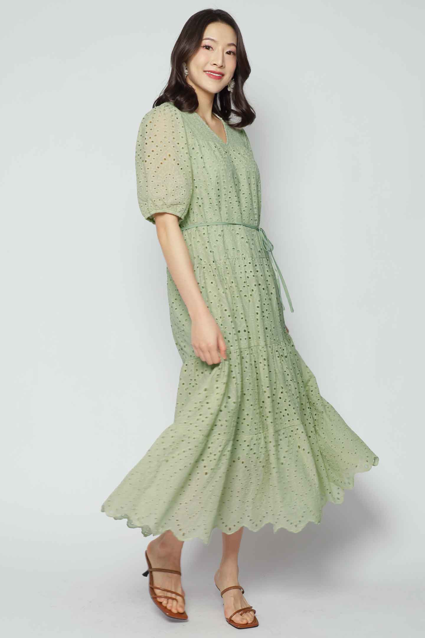 Sydney Dress in Mint Green Crochet