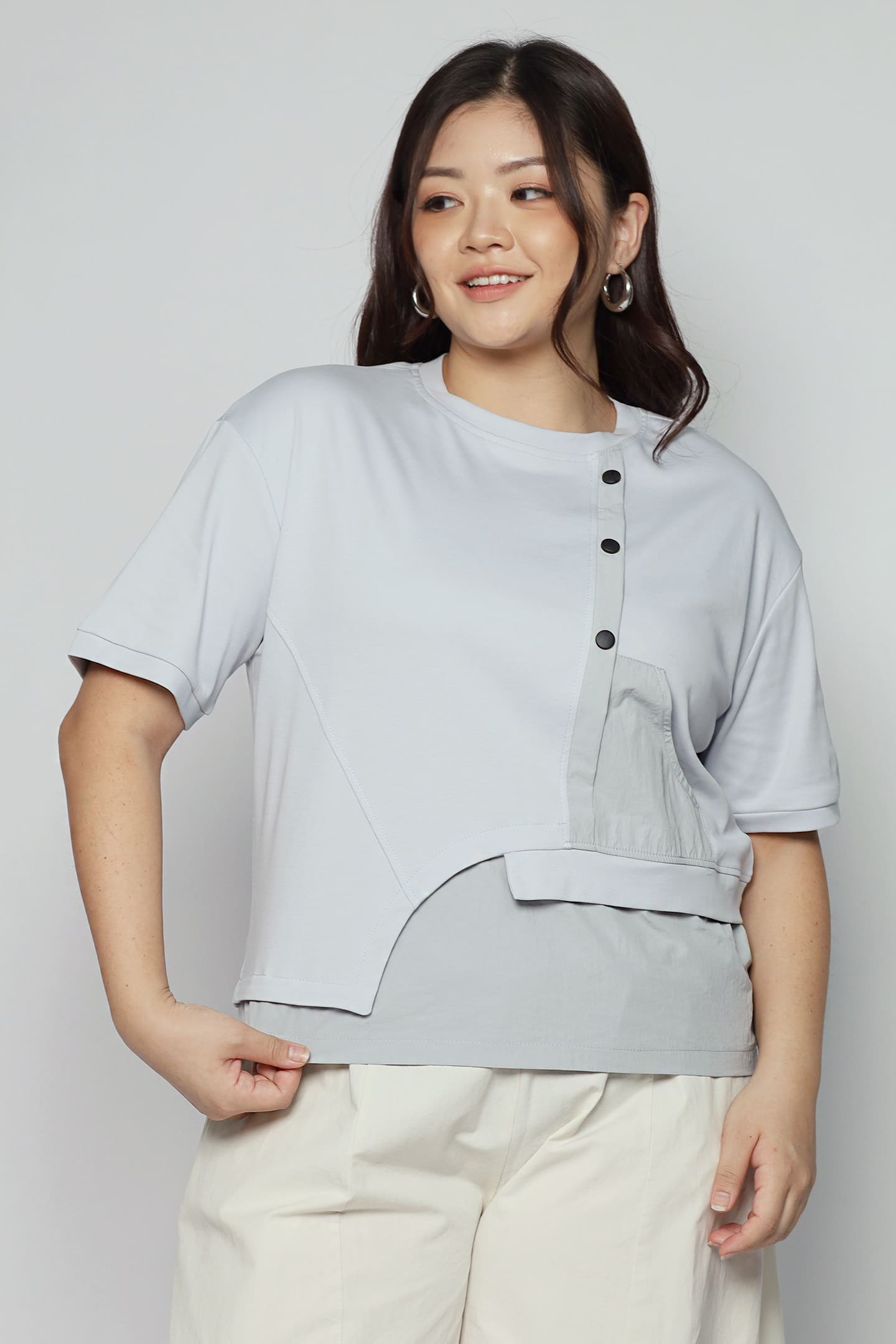 Easy By TE - Tammy Button Top in Baby Blue