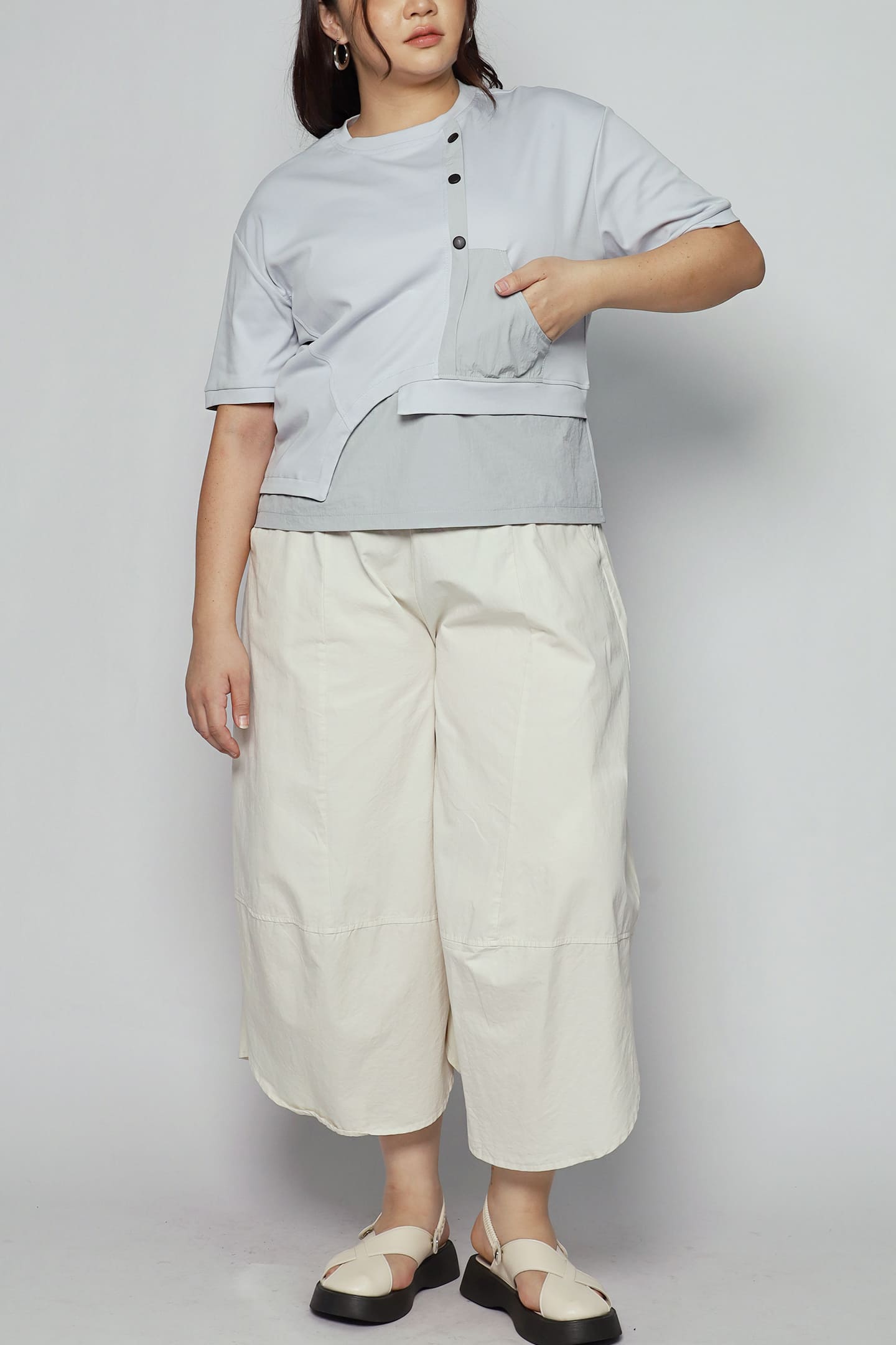 Easy By TE - Tammy Button Top in Baby Blue