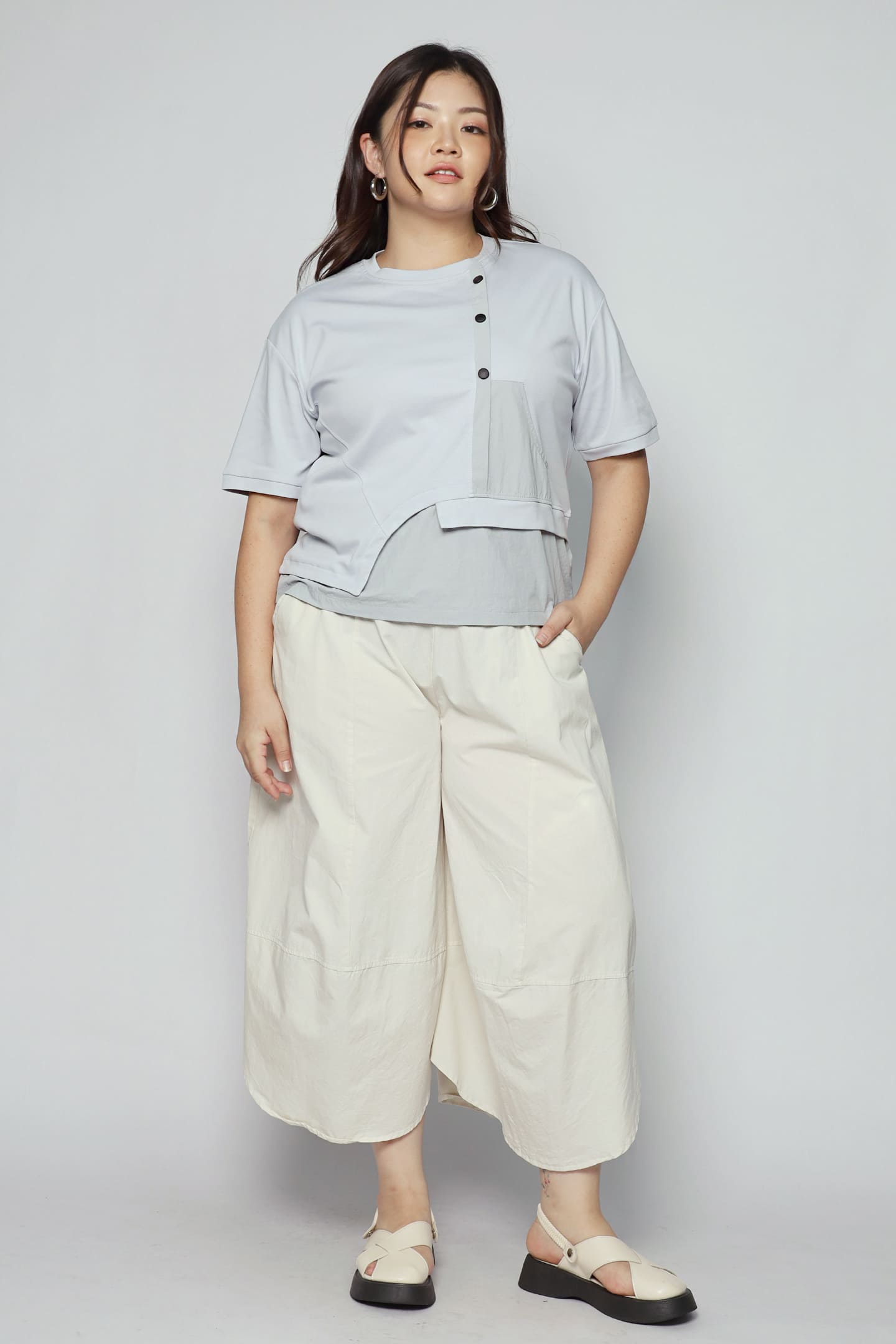 Easy By TE - Tammy Button Top in Baby Blue