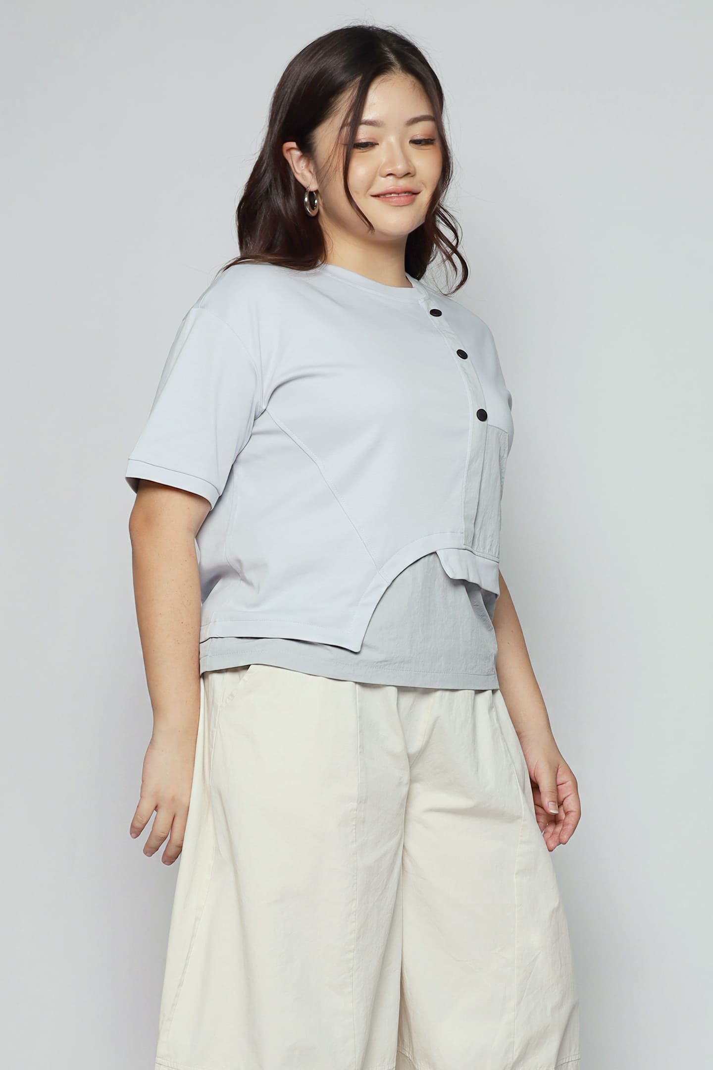 Easy By TE - Tammy Button Top in Baby Blue