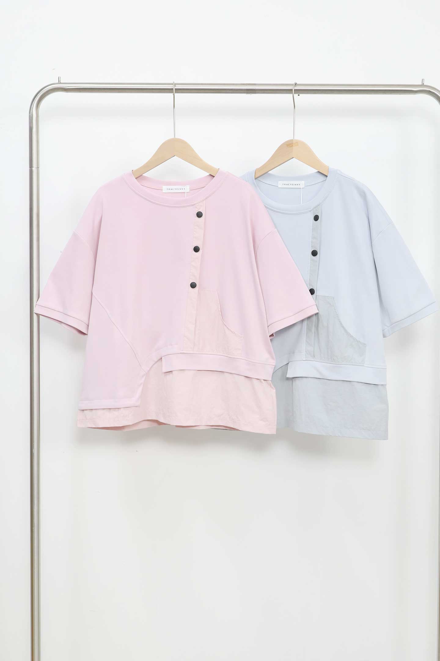 Easy By TE - Tammy Button Top in Baby Blue