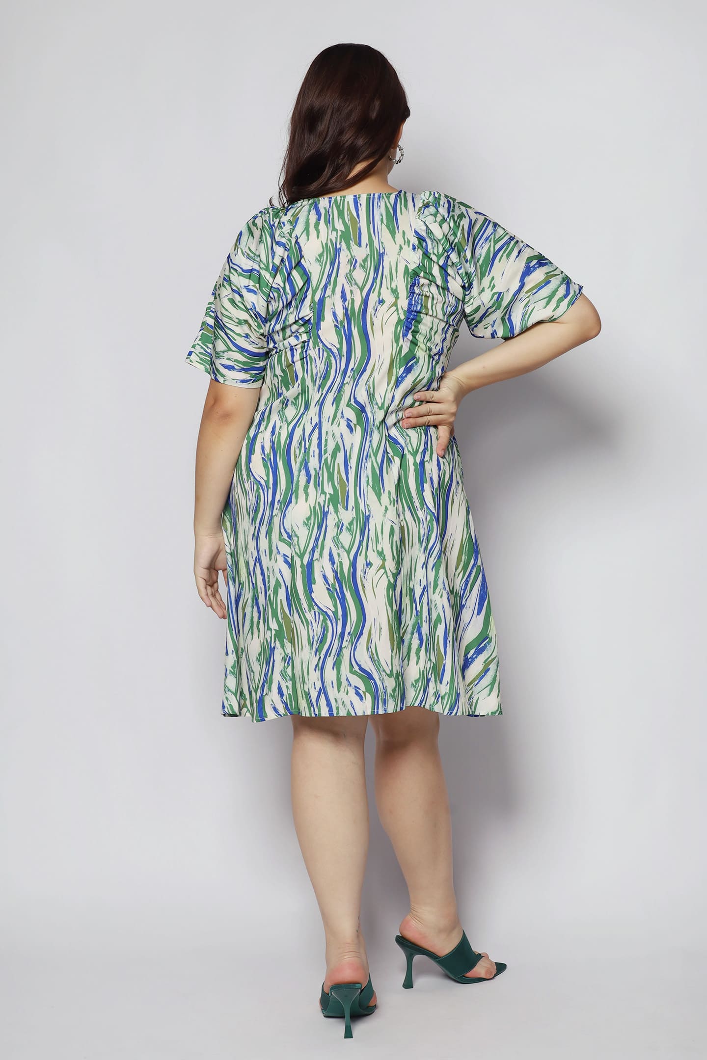 Tayler V Dress in Green Strokes