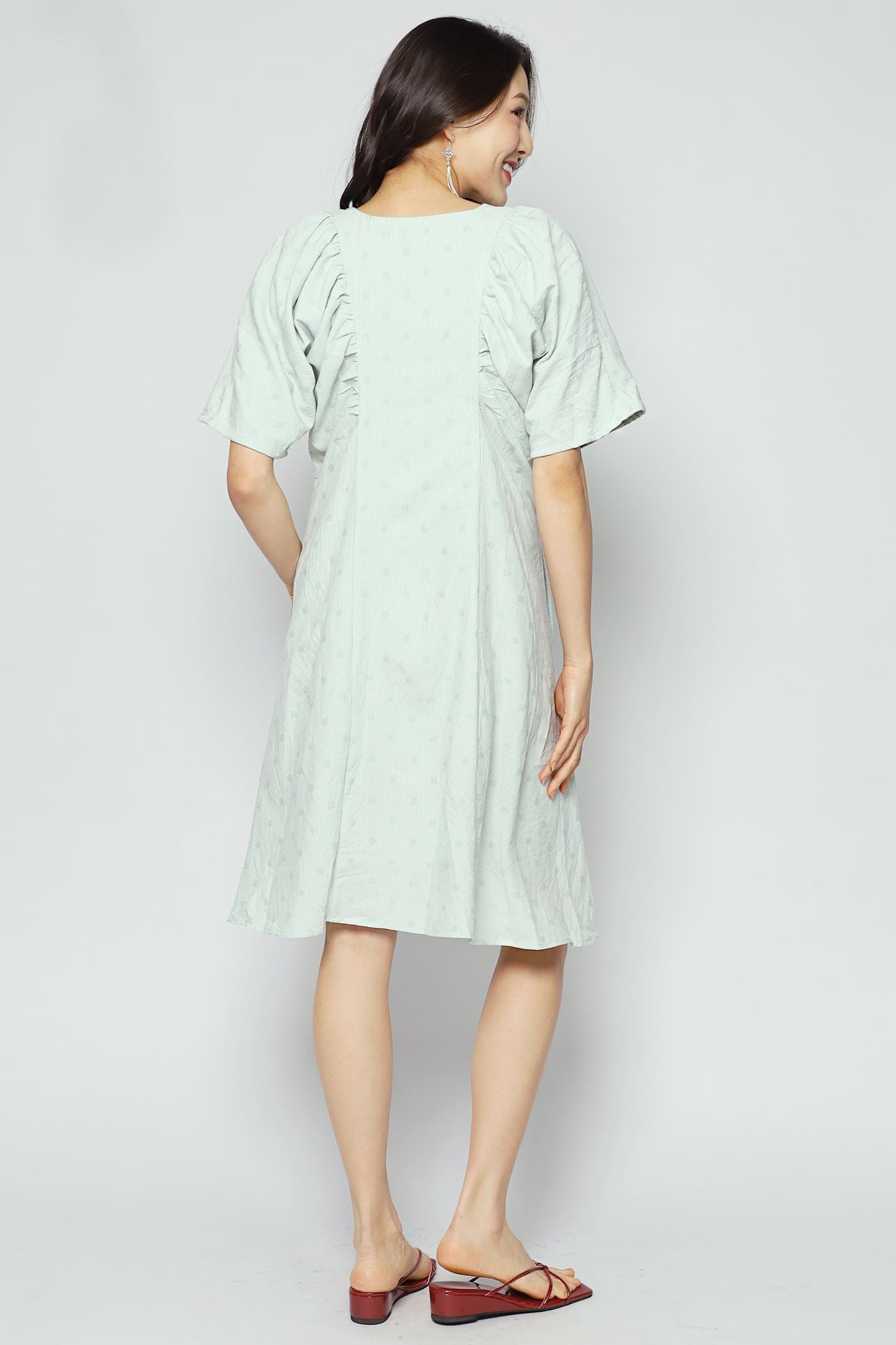 Tayler V Dress in Mint Polkadot Check