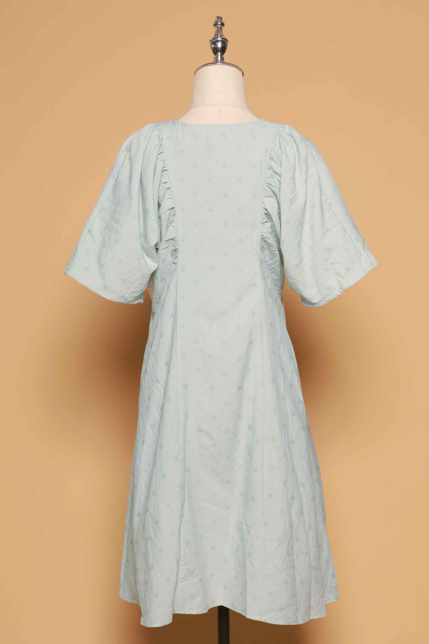 PO - Tayler V Dress in Mint Polkadot Check