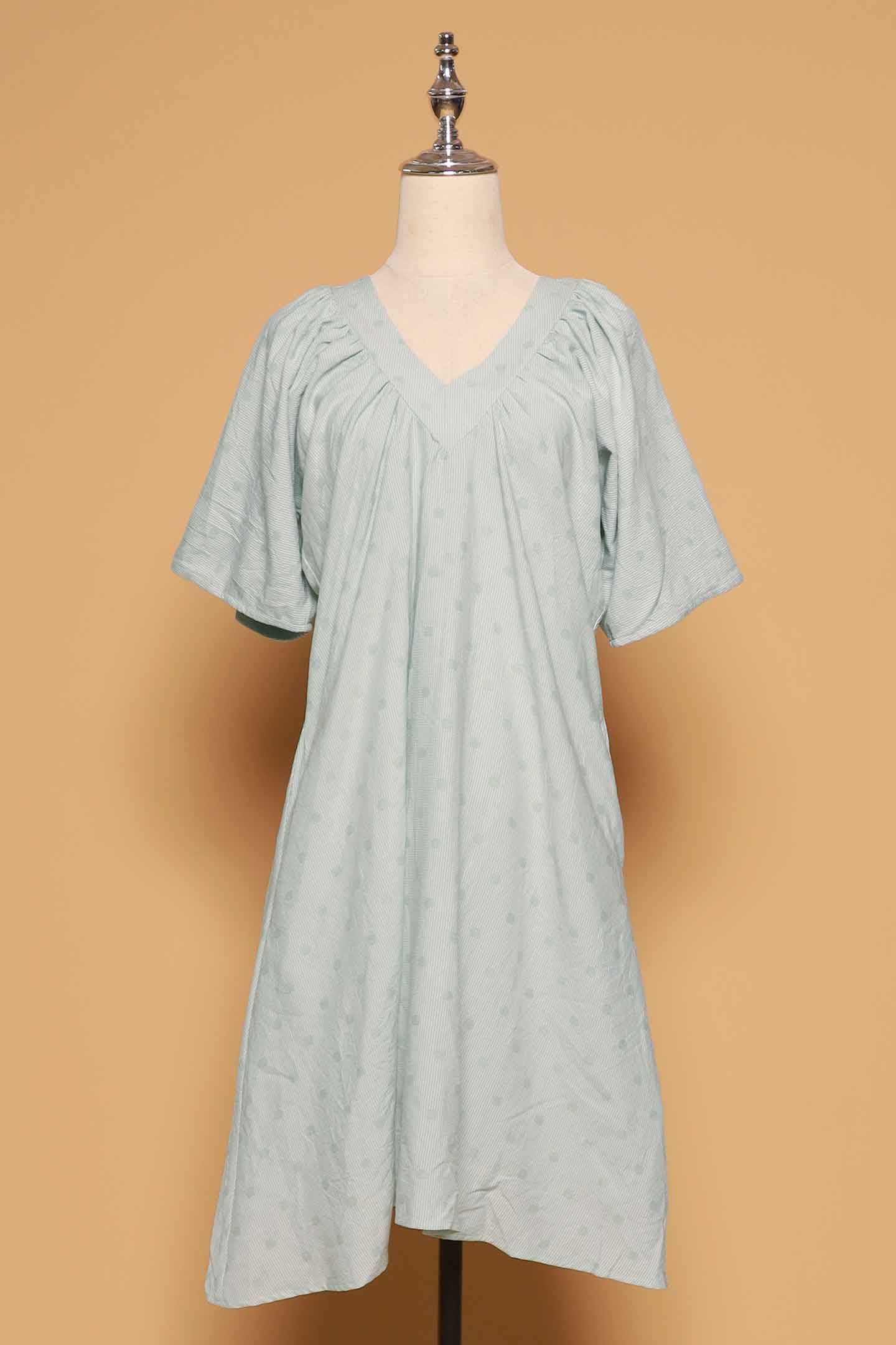 PO - Tayler V Dress in Mint Polkadot Check
