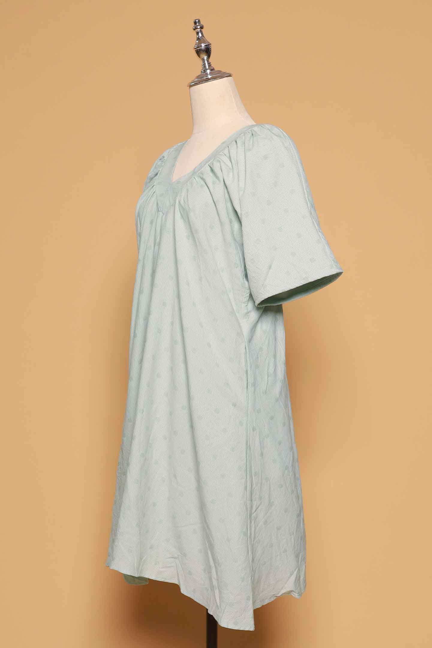 PO - Tayler V Dress in Mint Polkadot Check