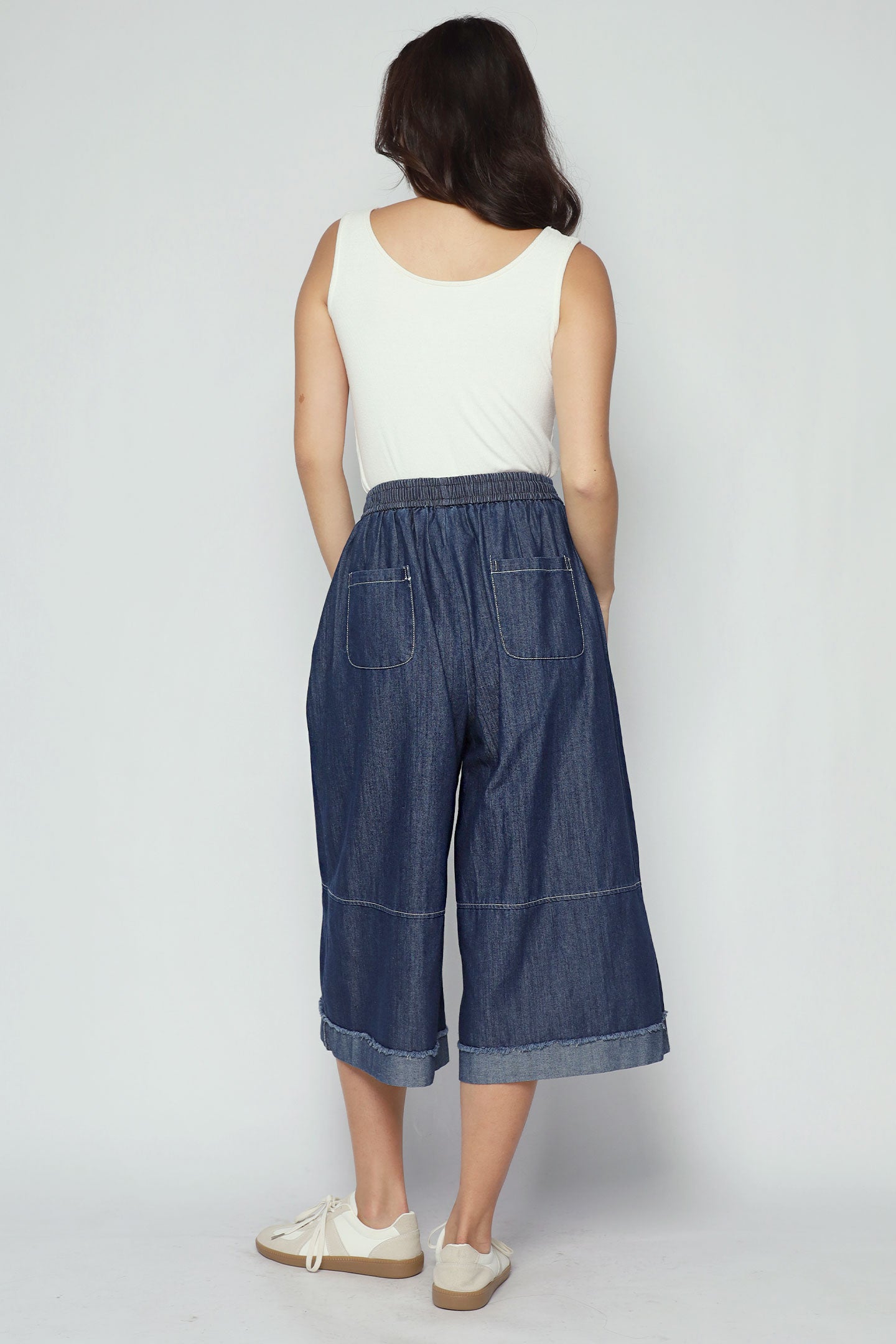 Vernis Denim Culottes in Blue