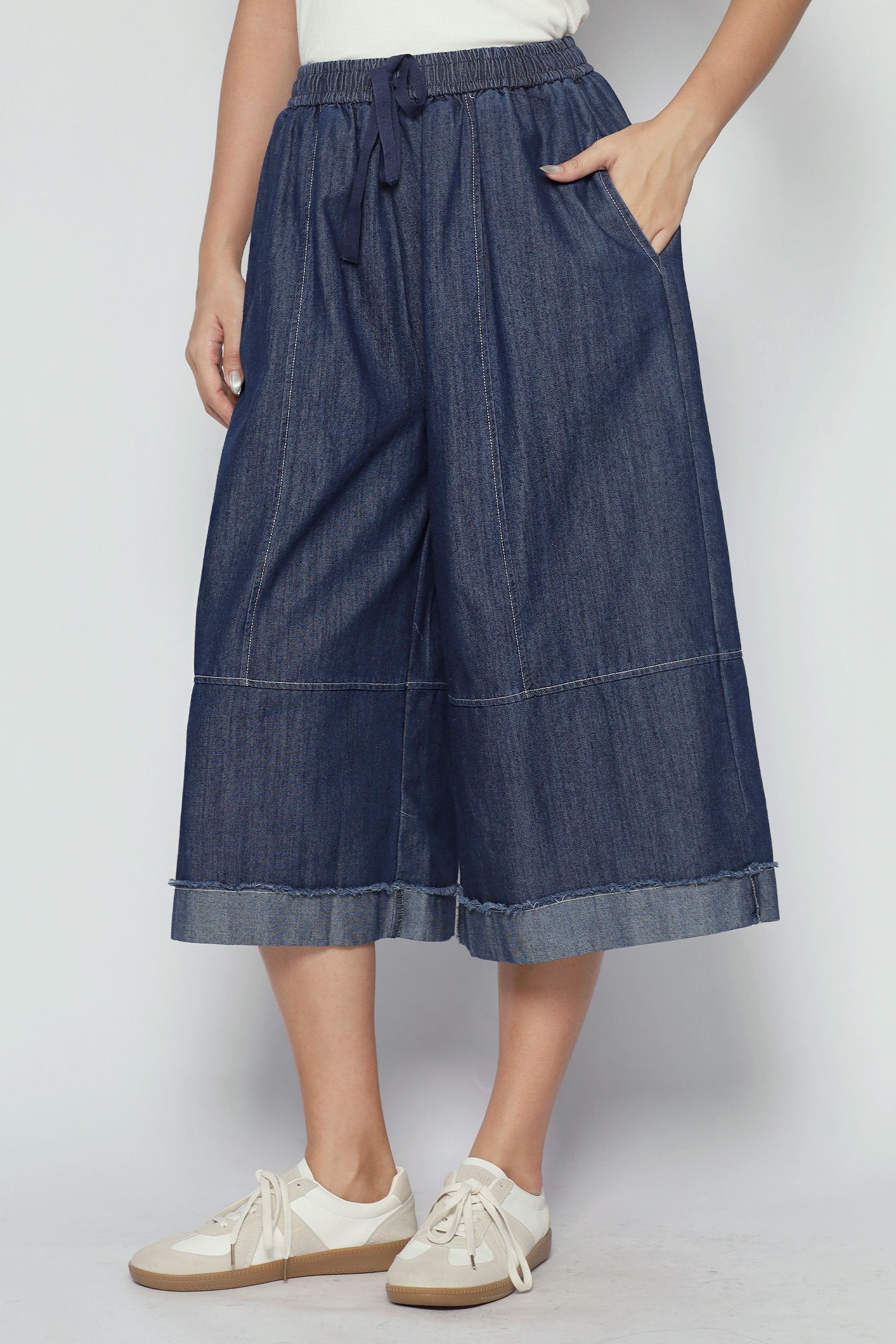 Vernis Denim Culottes in Blue
