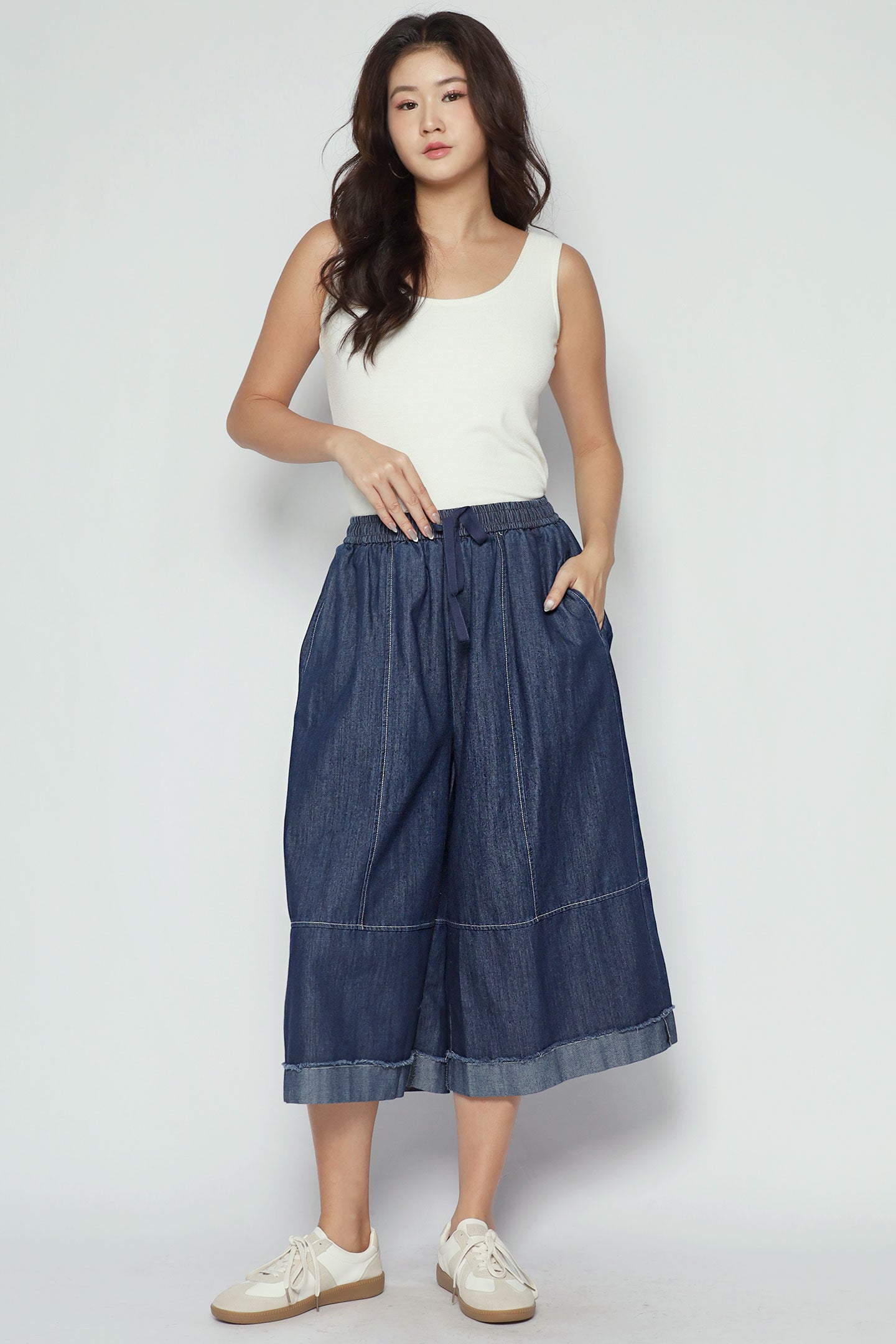 Vernis Denim Culottes in Blue