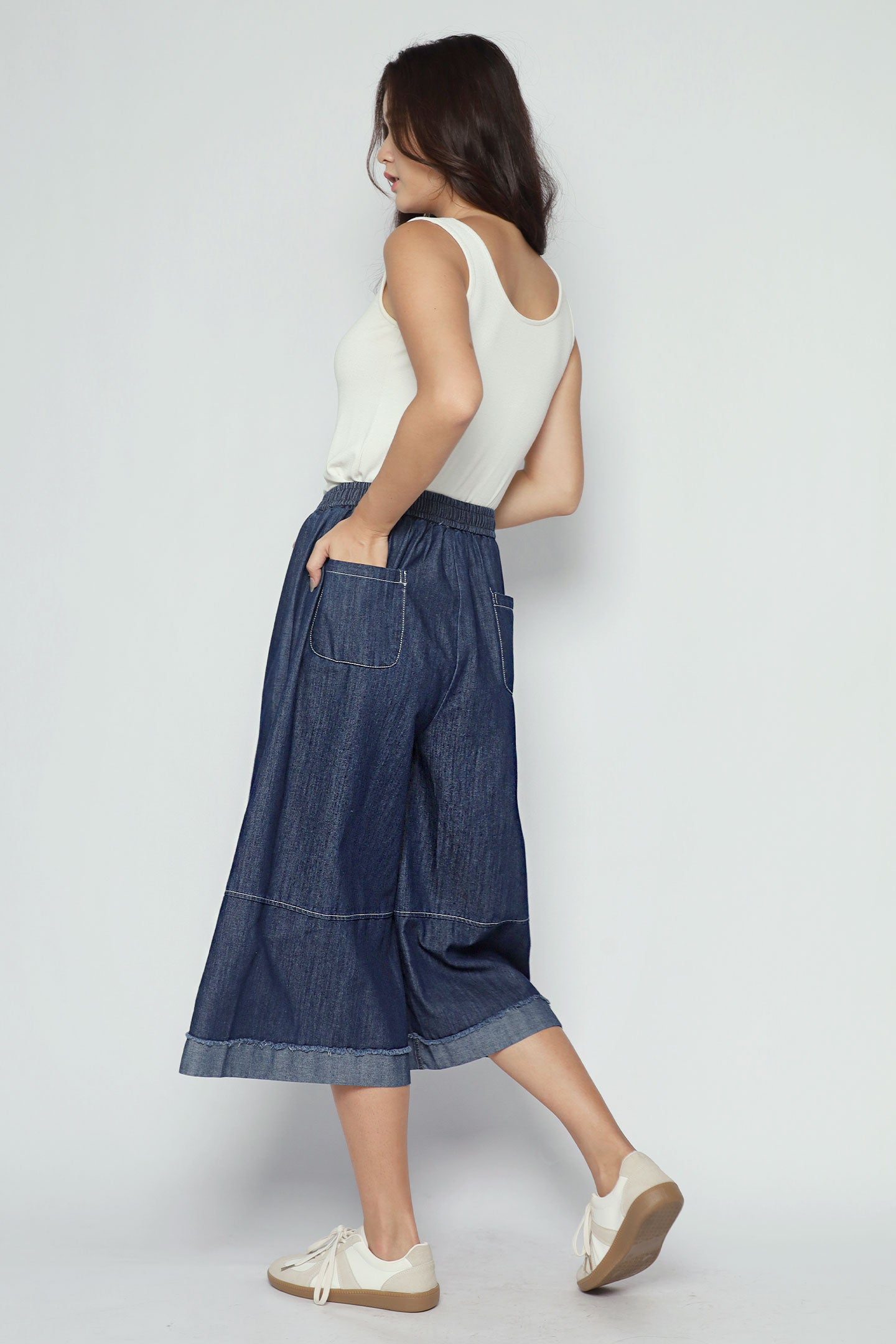 Vernis Denim Culottes in Blue