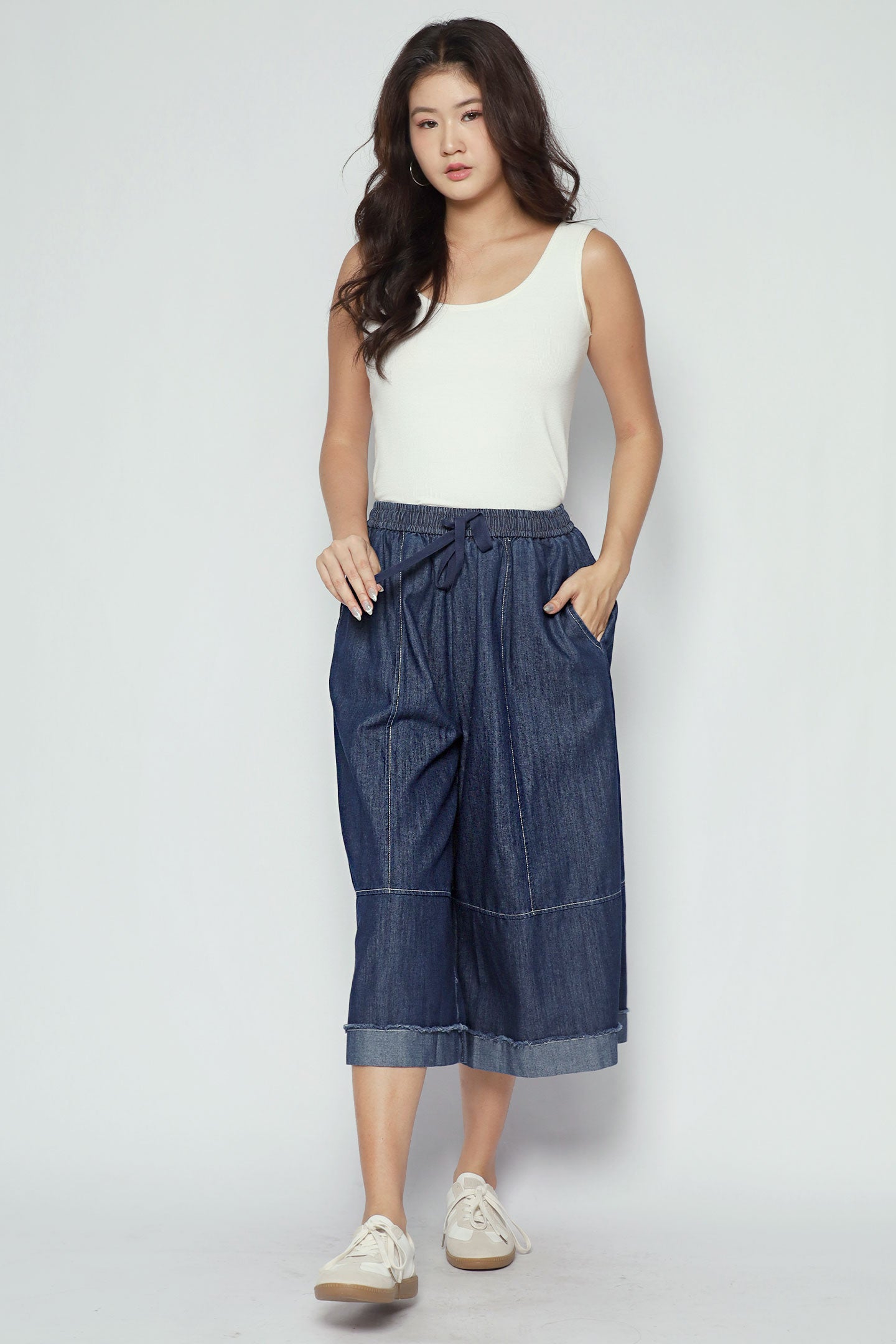 Vernis Denim Culottes in Blue