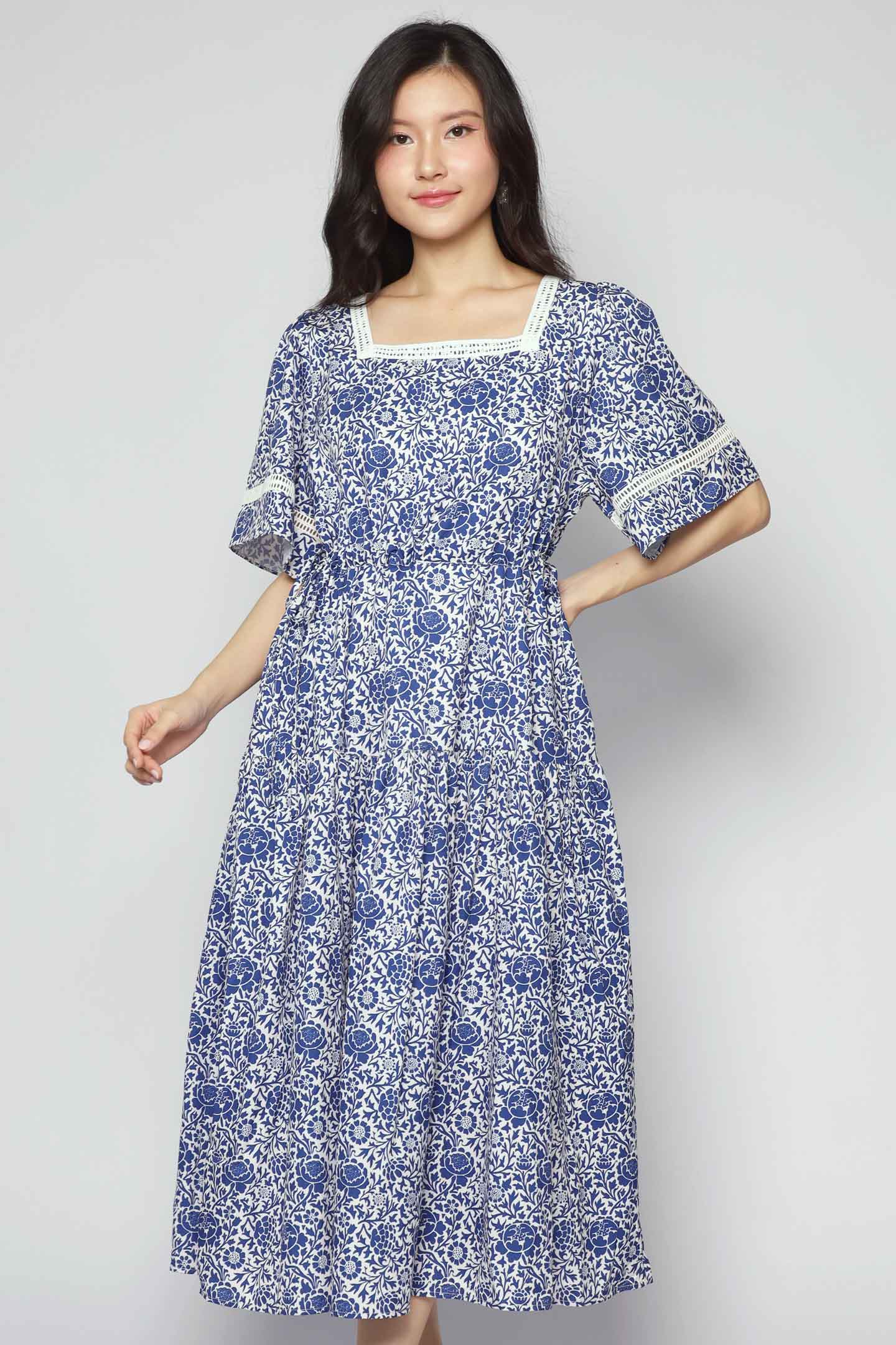 Victoria Dress in Blue Whisper