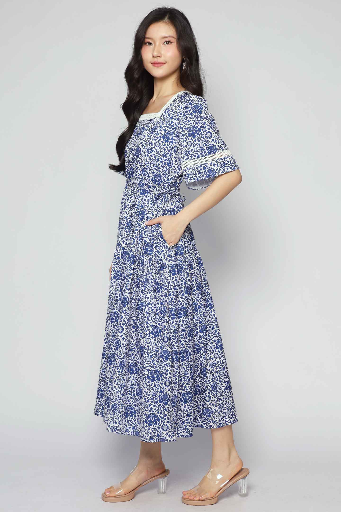 Victoria Dress in Blue Whisper