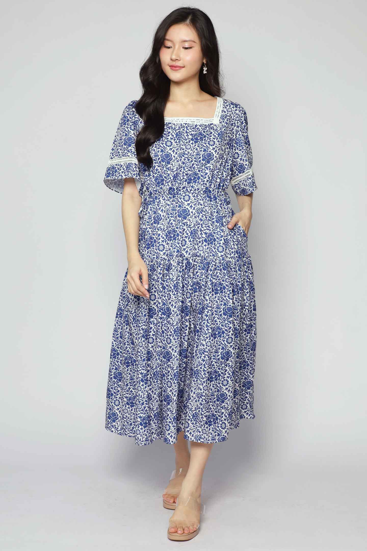 Victoria Dress in Blue Whisper